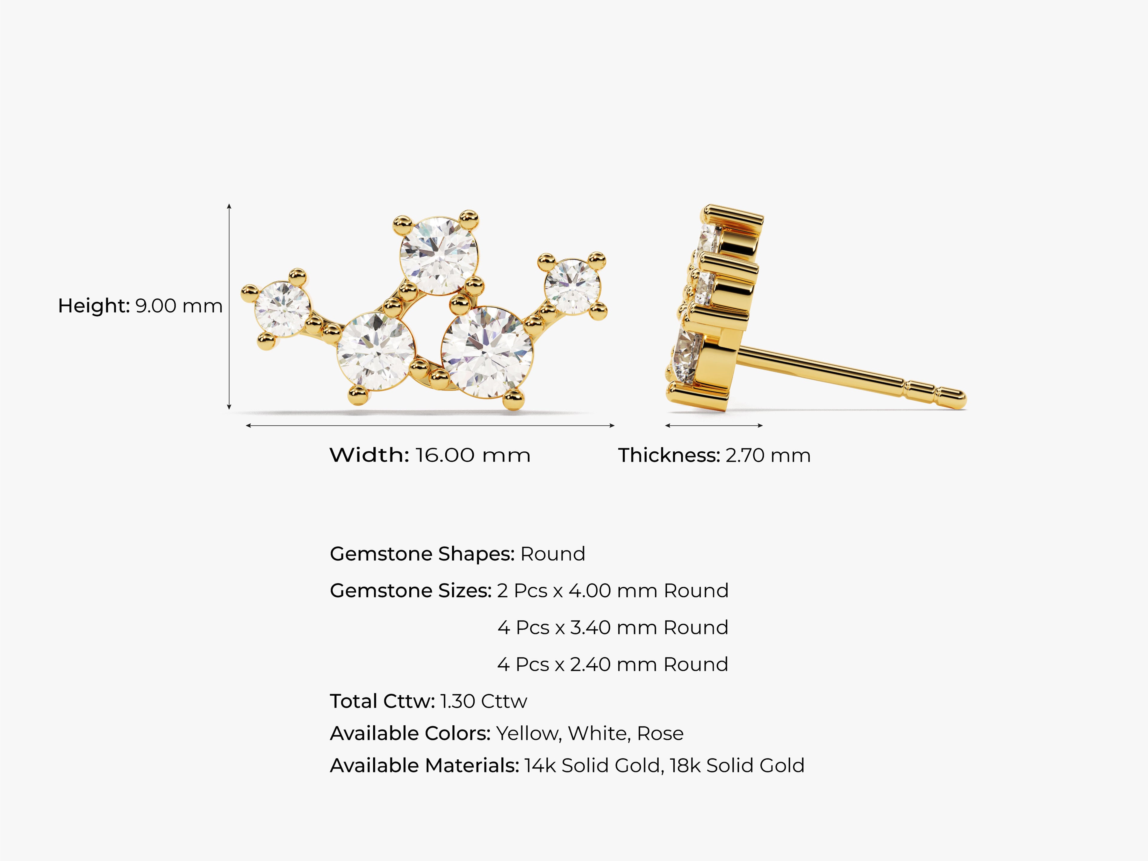 Floating Gemstone Stud Earrings