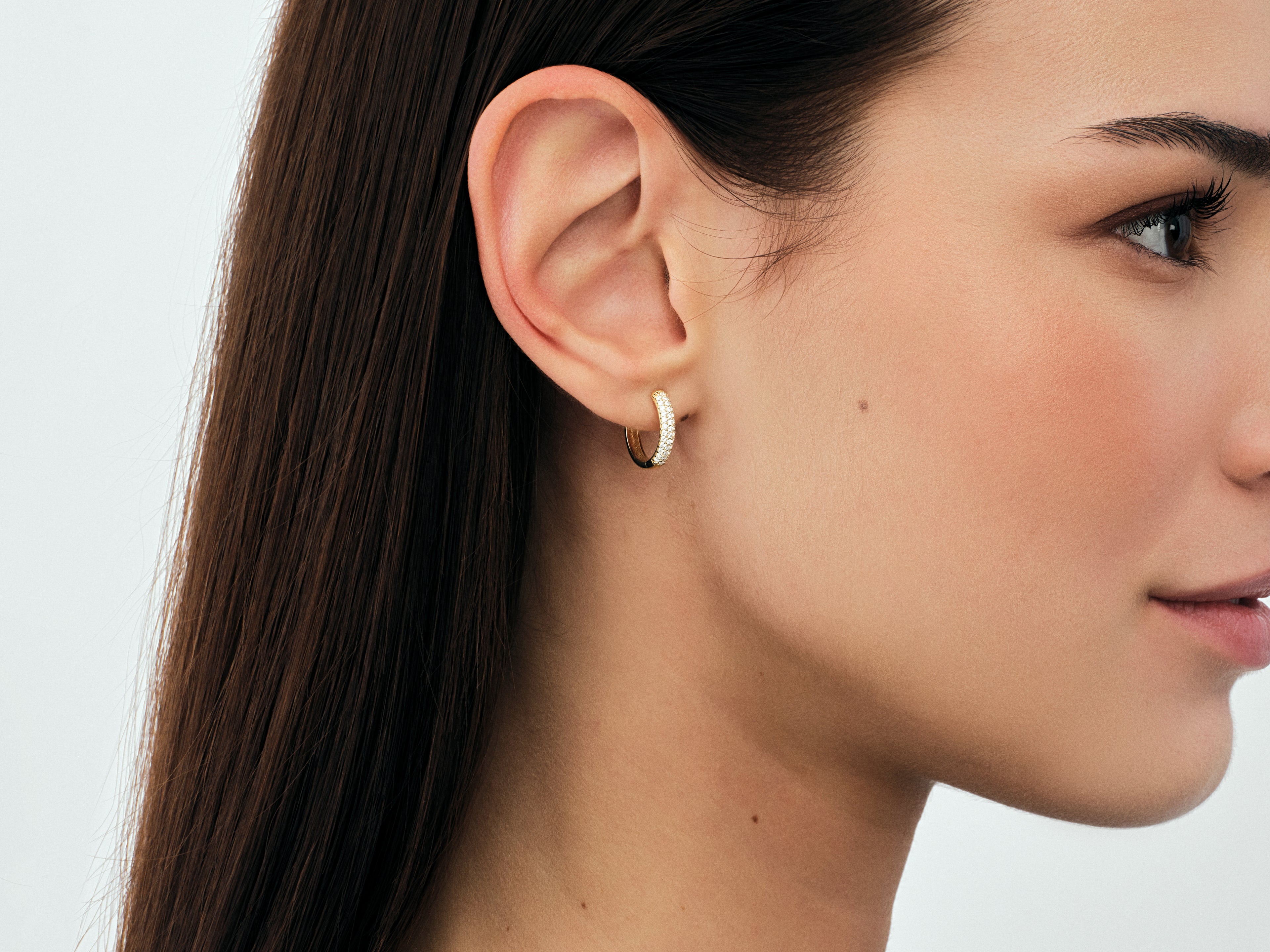 Pave Gemstone Hoop Earrings