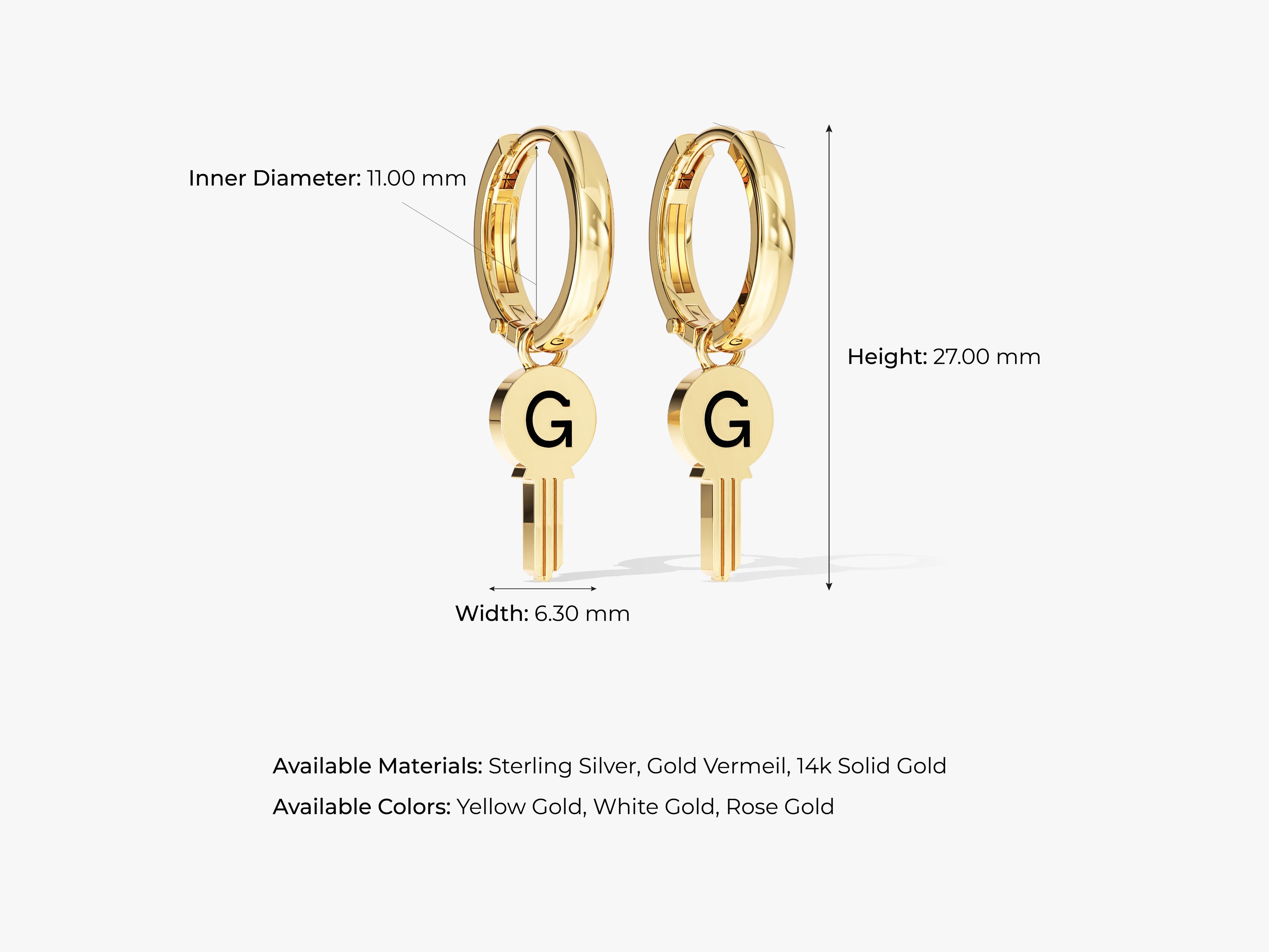 Initial Key Earrings