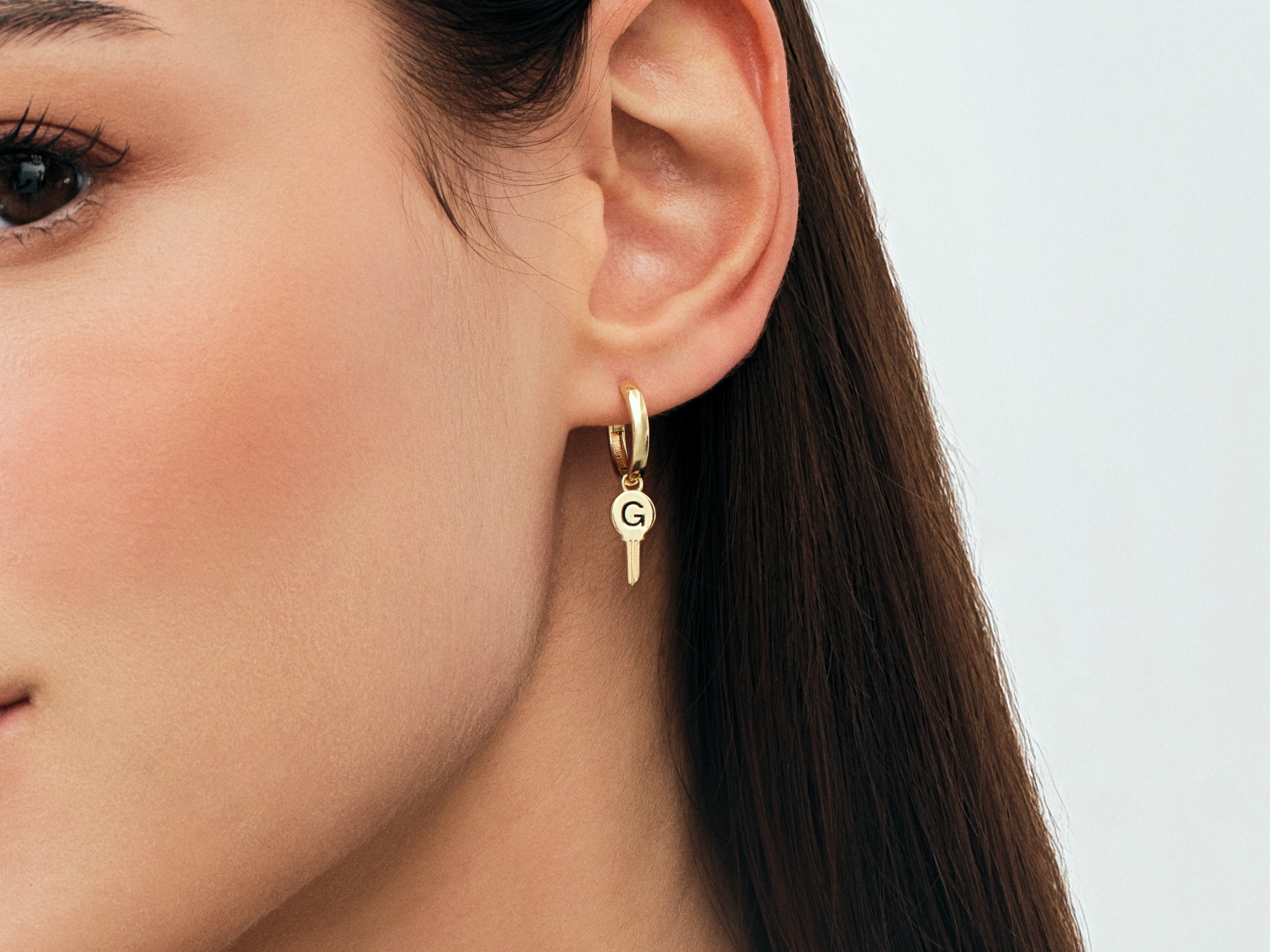 Initial Key Earrings