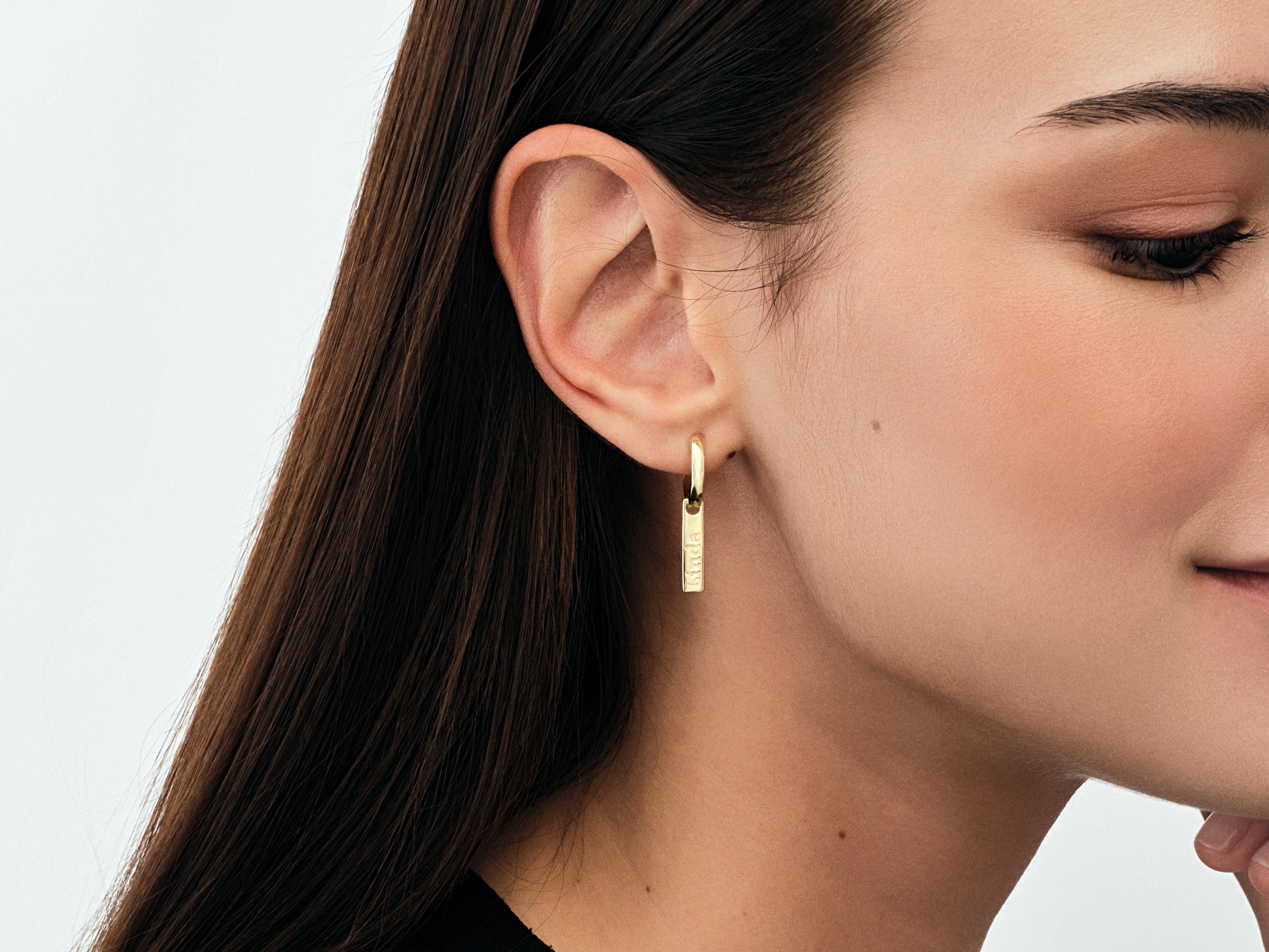 Name Tag Hoop Earrings