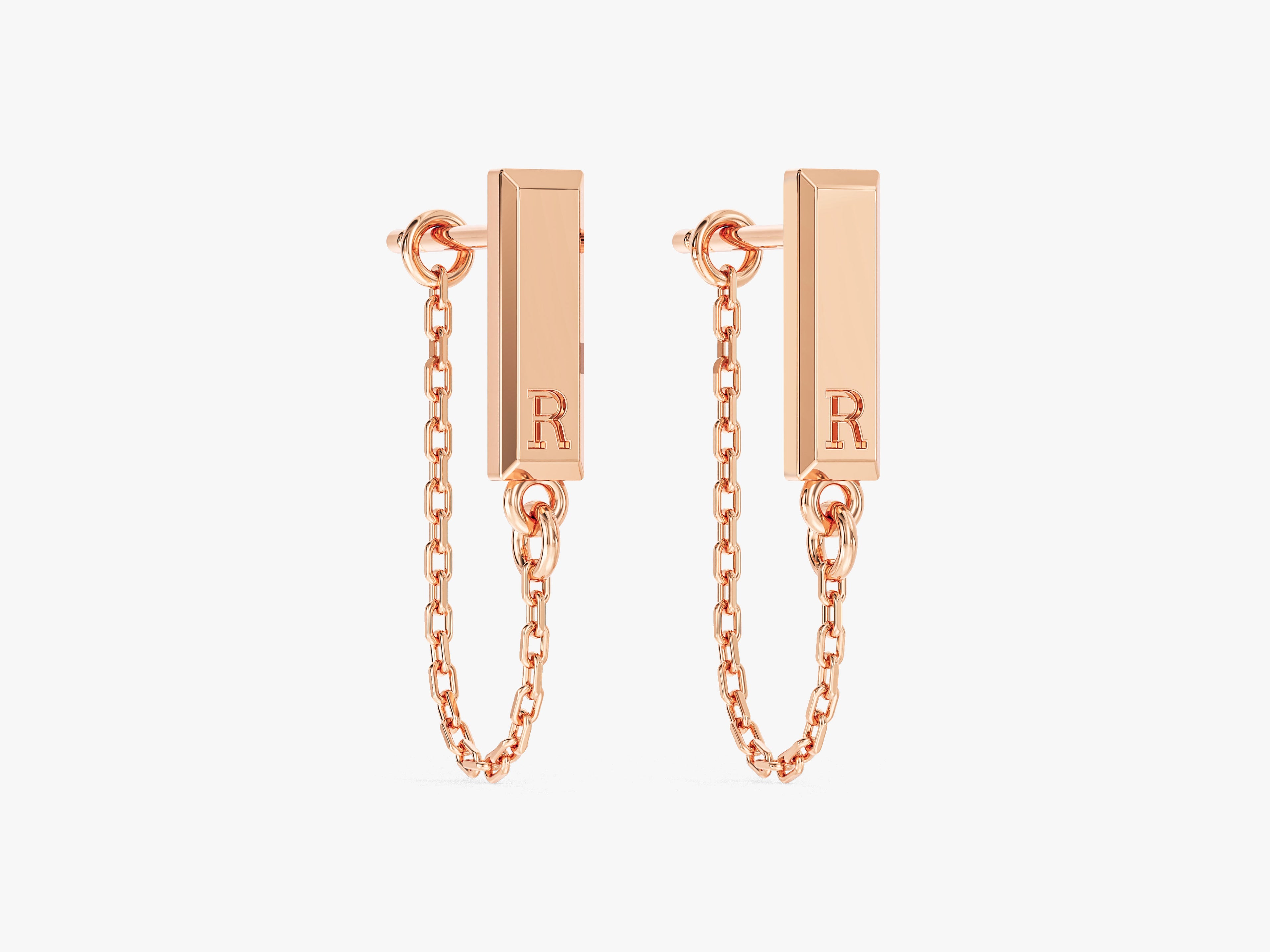 Initial Chain Earrings