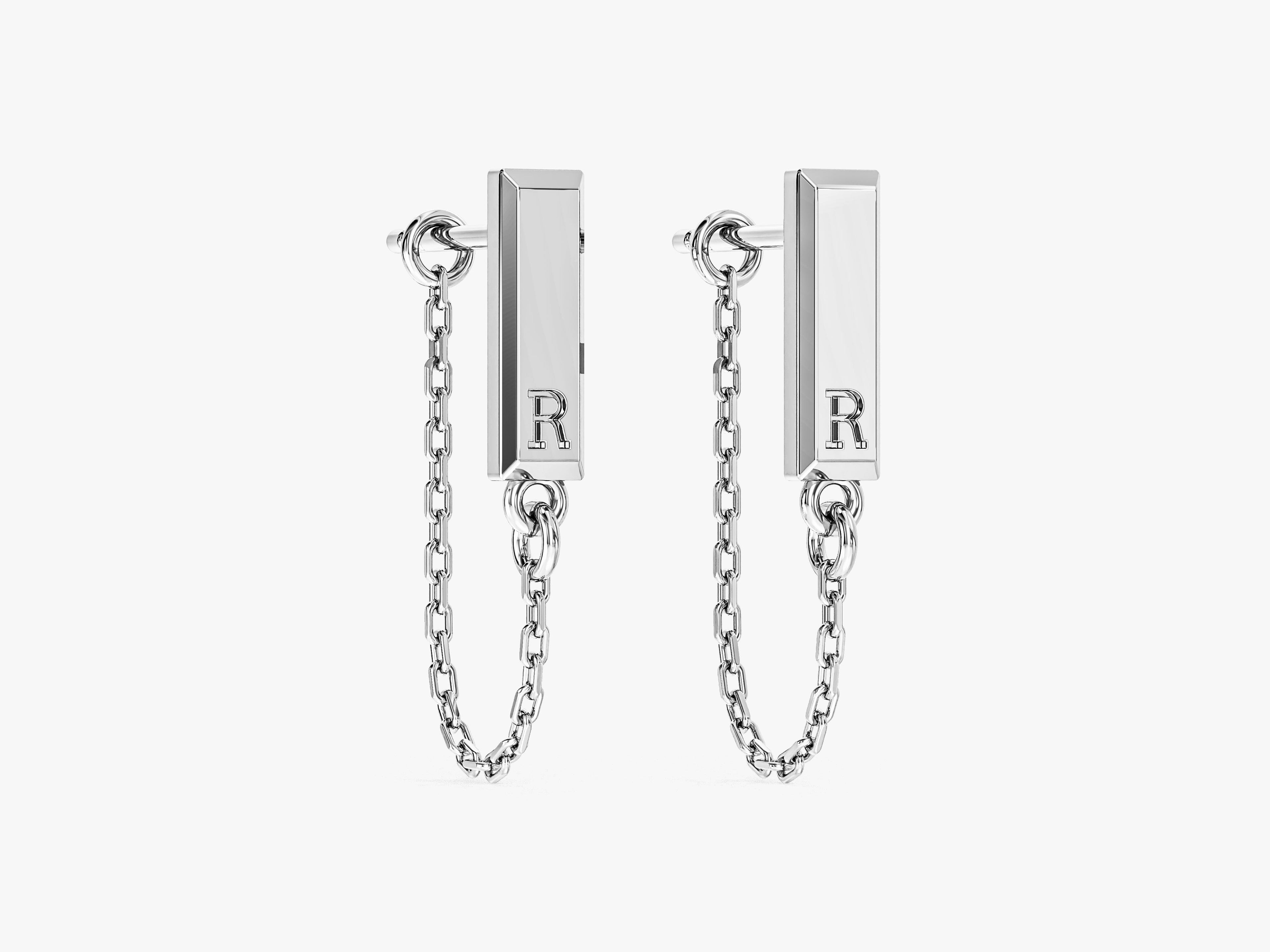 Initial Chain Earrings