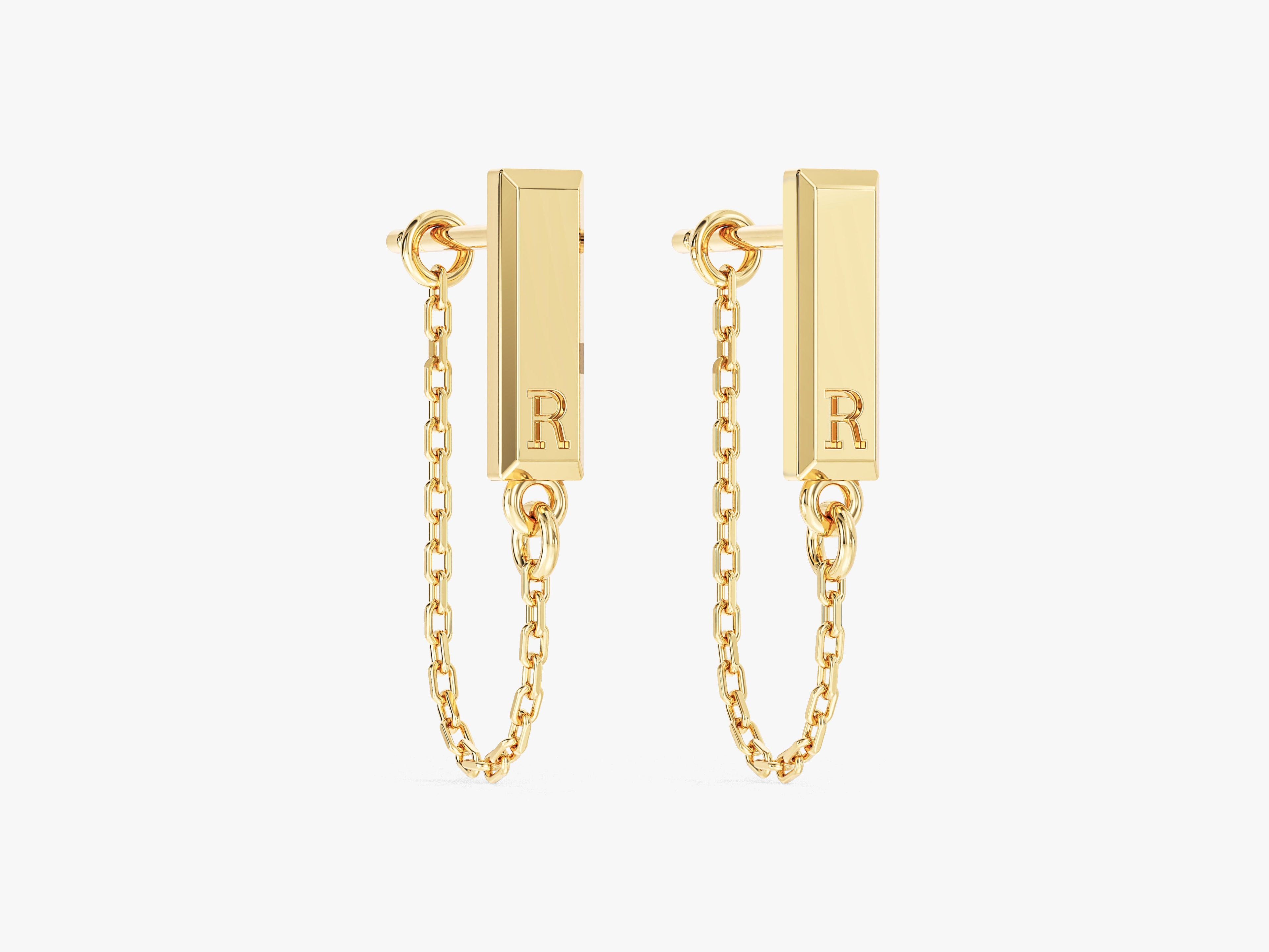 Initial Chain Earrings