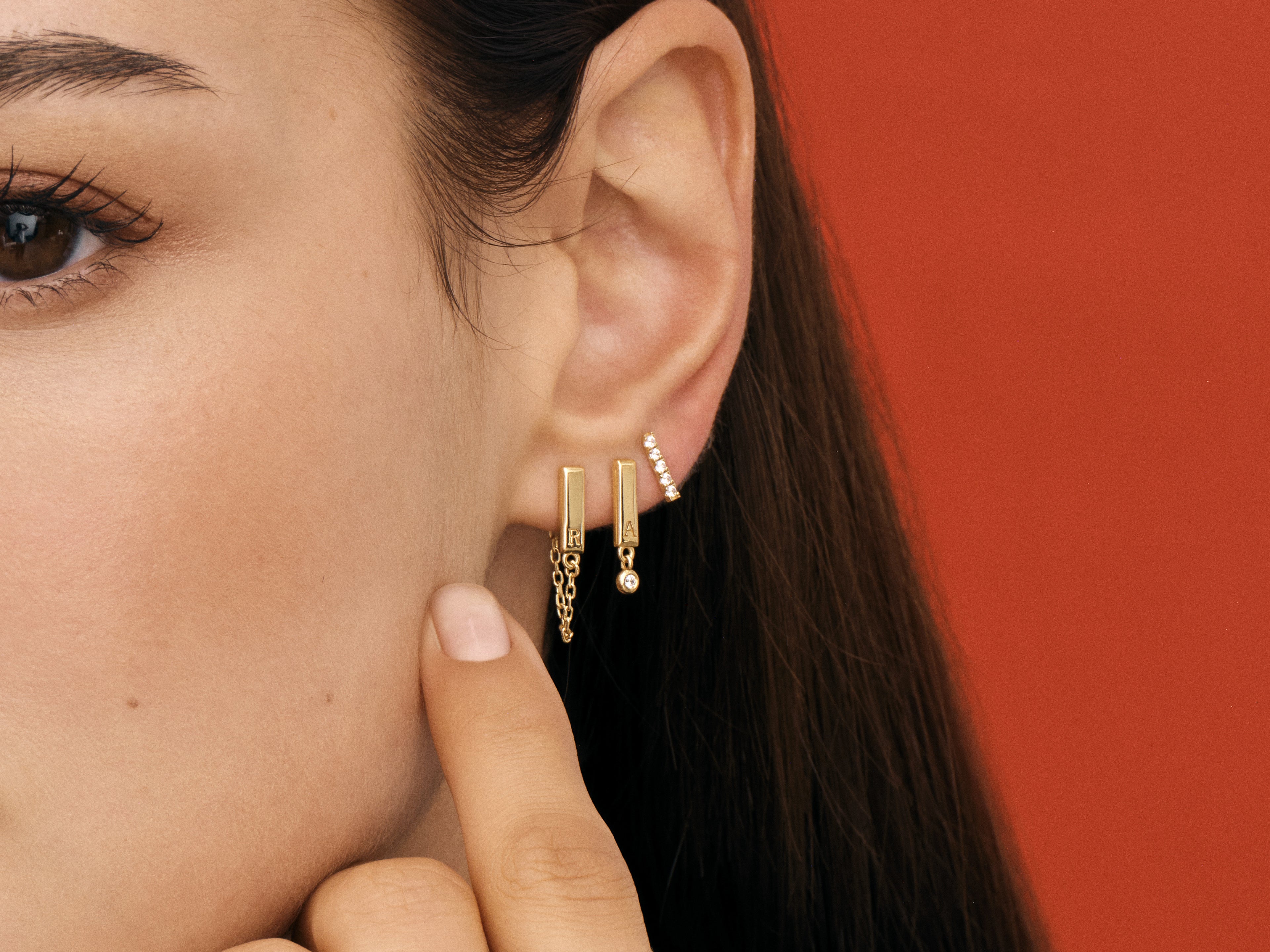 Initial Chain Earrings