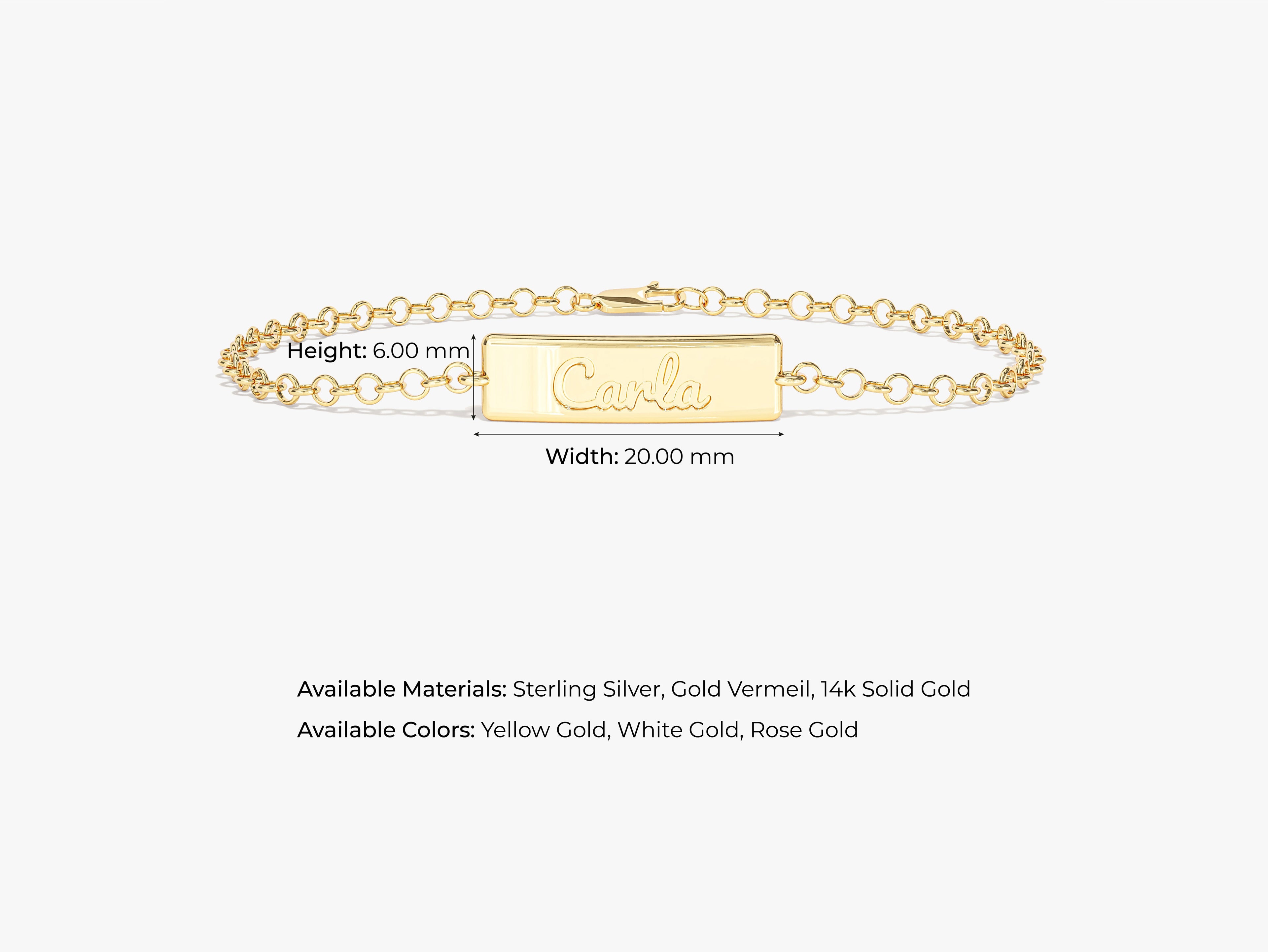 Rolo Chain Tag Name Bracelet