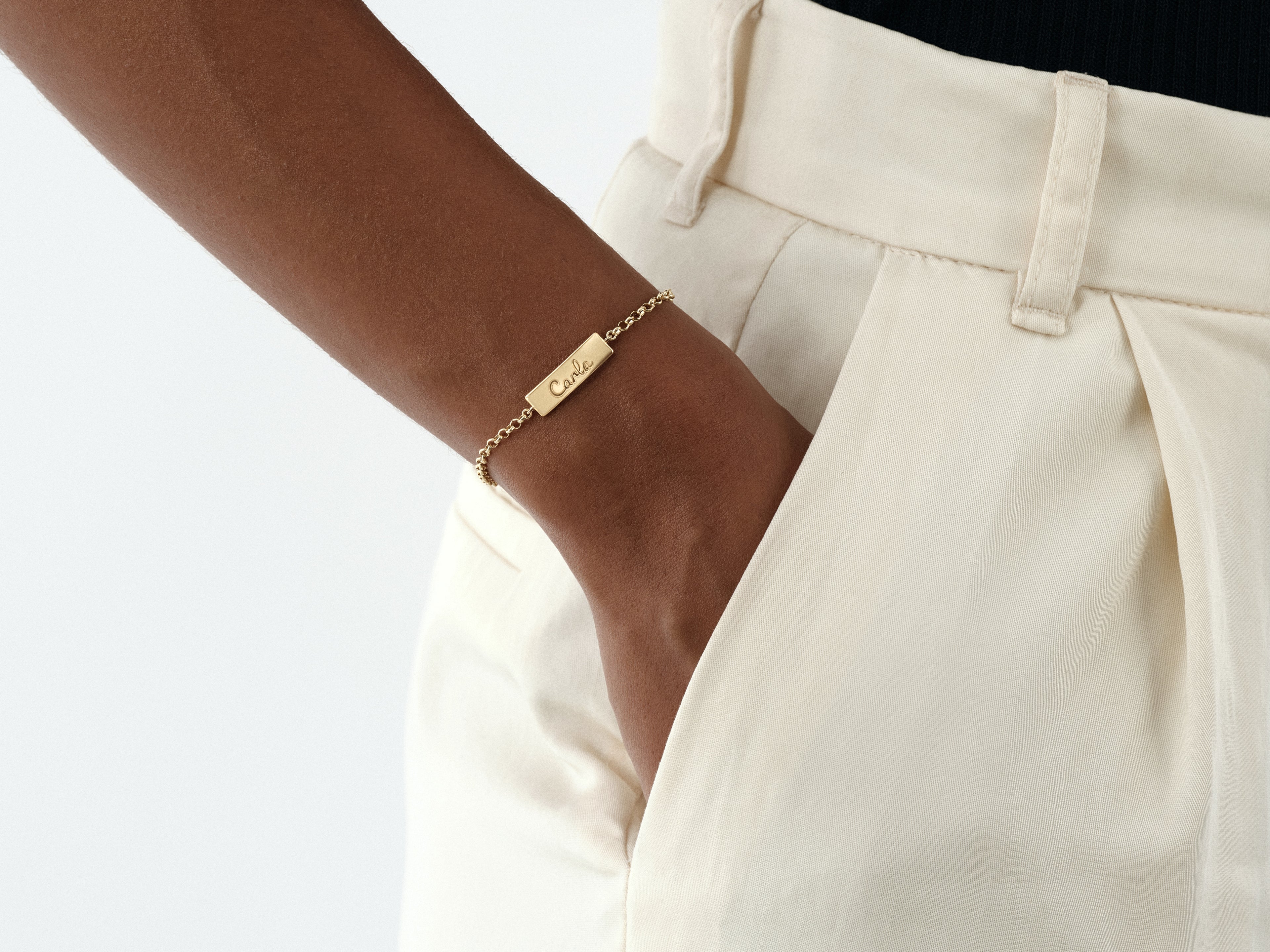 Rolo Chain Tag Name Bracelet