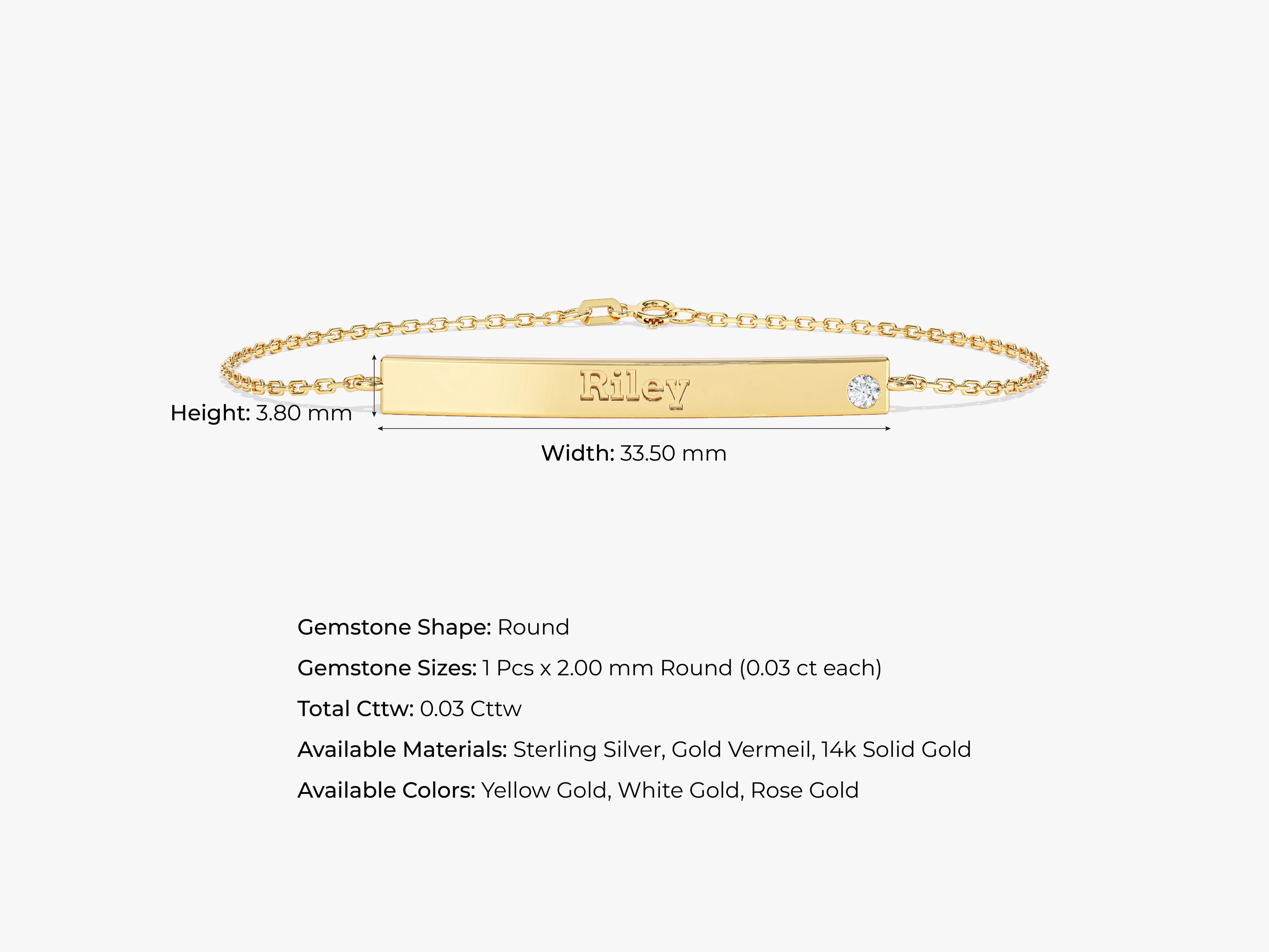 Solo Gemstone Tag Name Bracelet