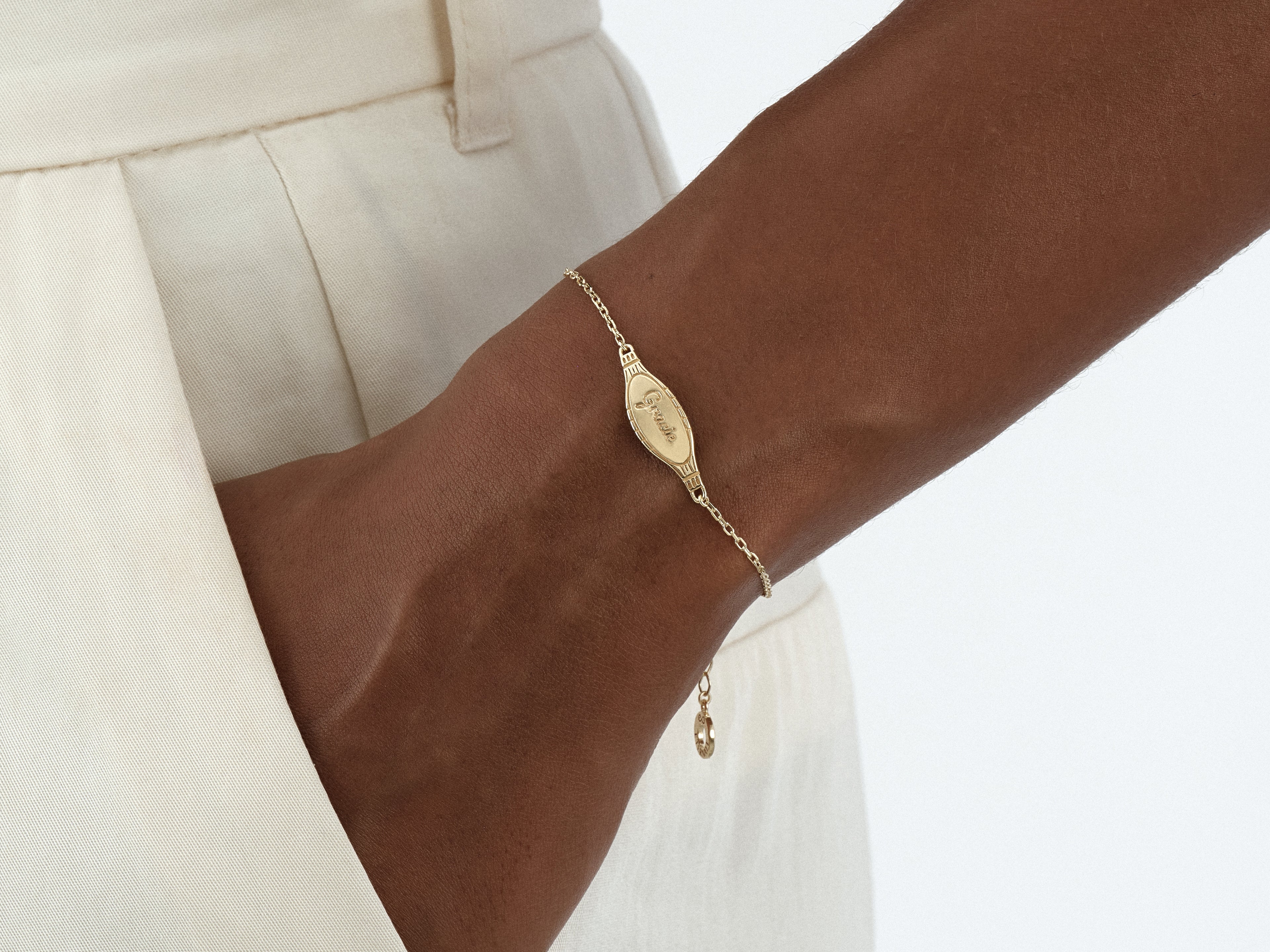 Oval Disc Name Bracelet