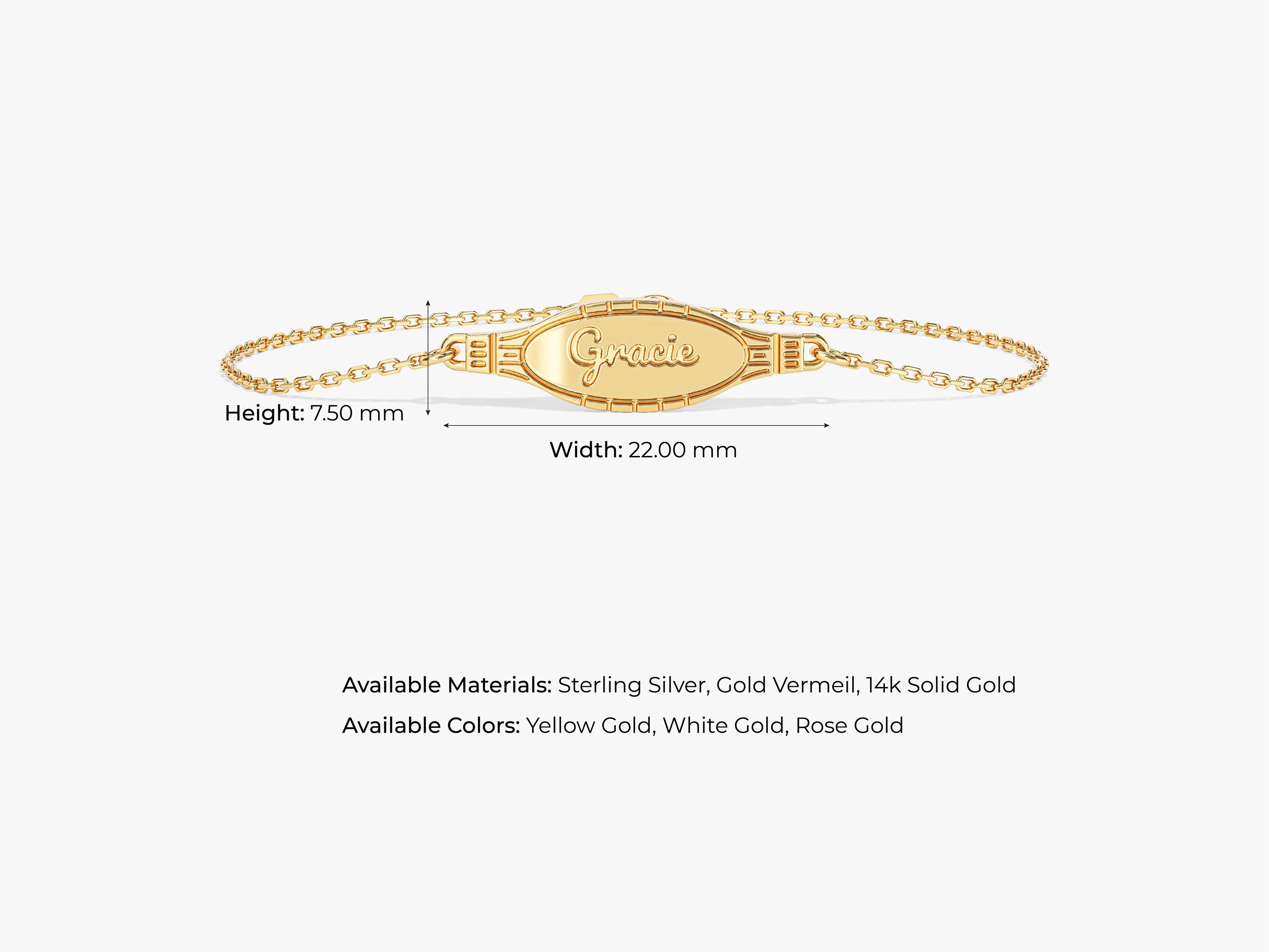 Oval Disc Name Bracelet