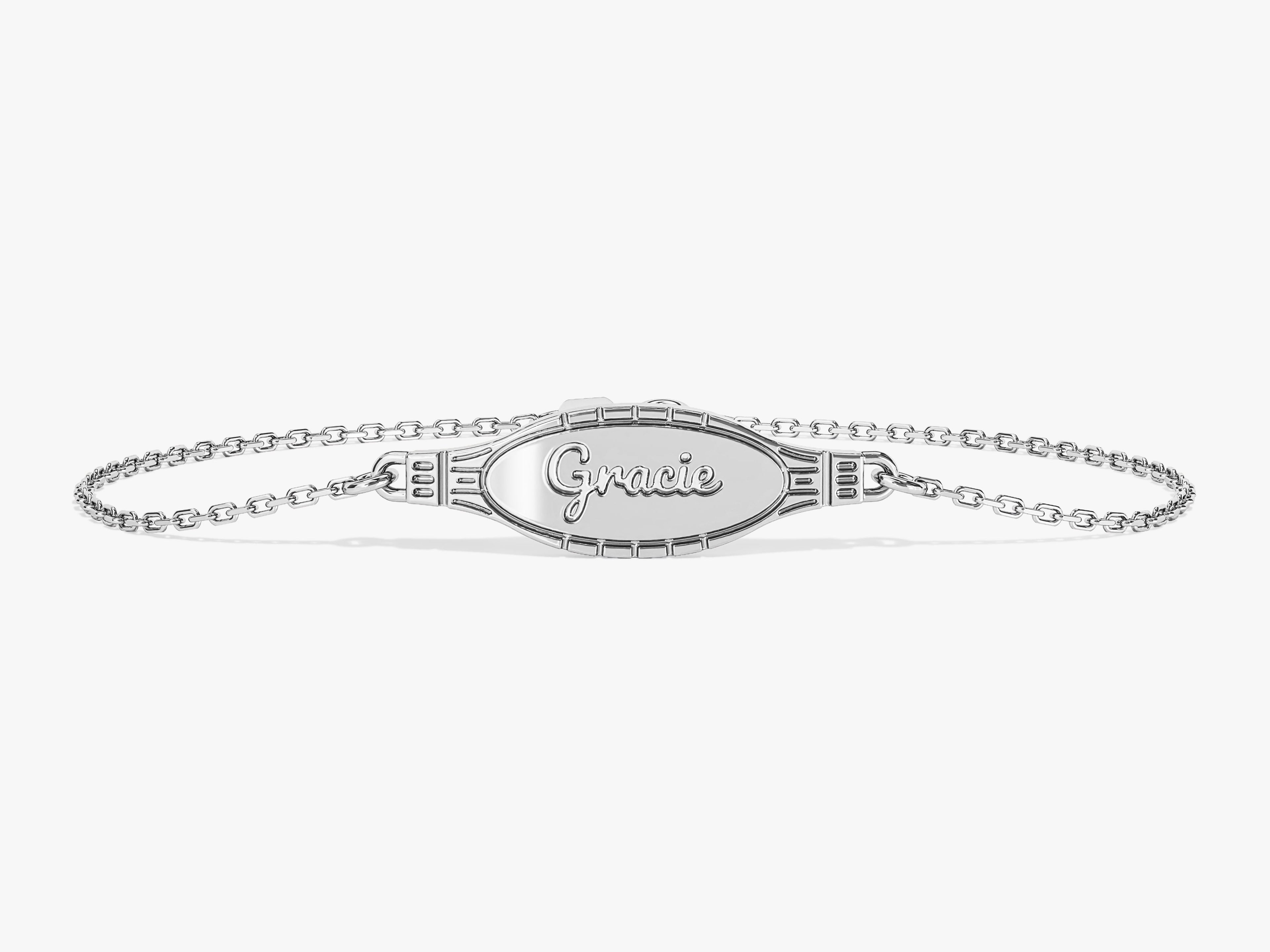 Oval Disc Name Bracelet