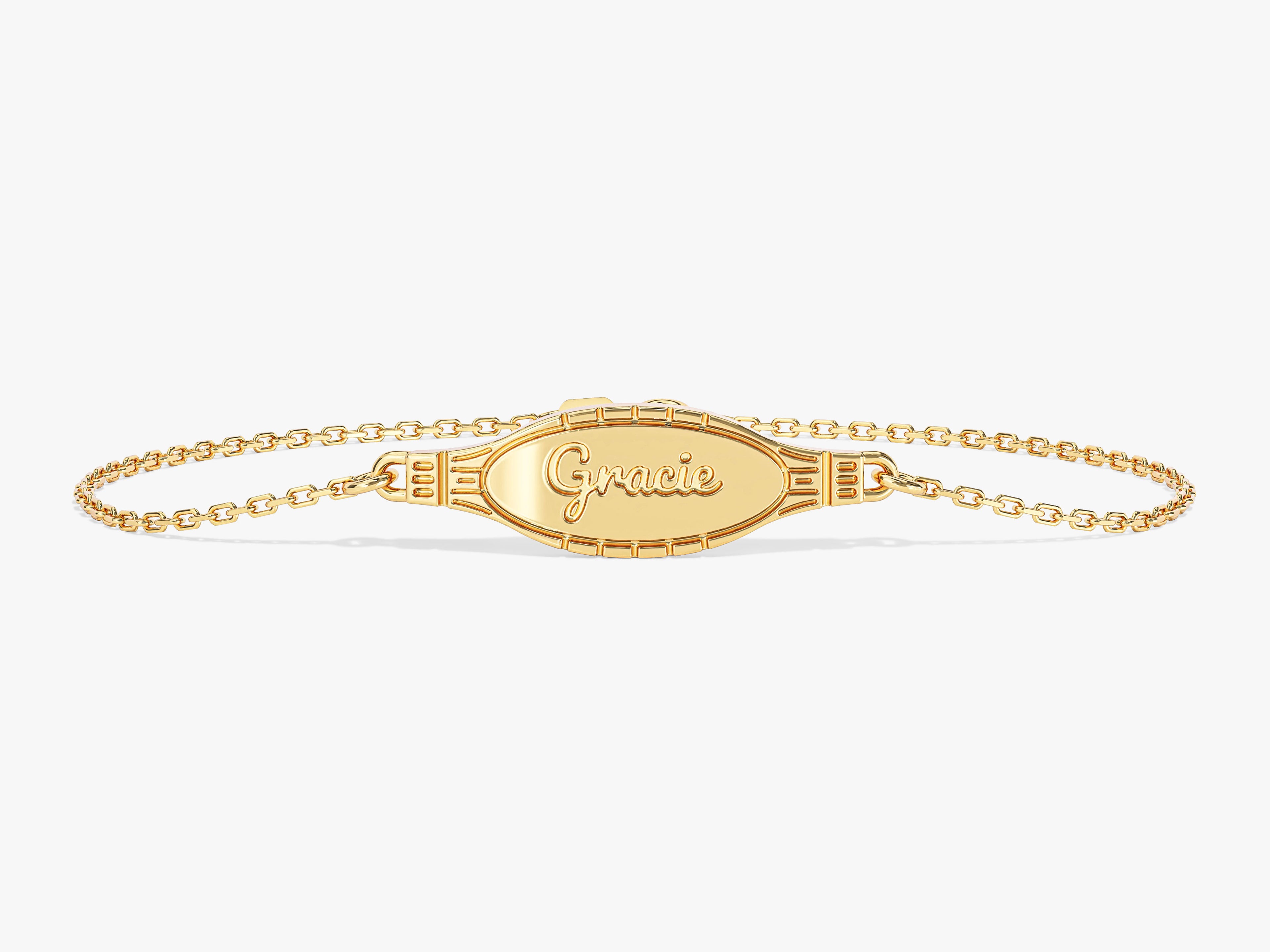 Oval Disc Name Bracelet