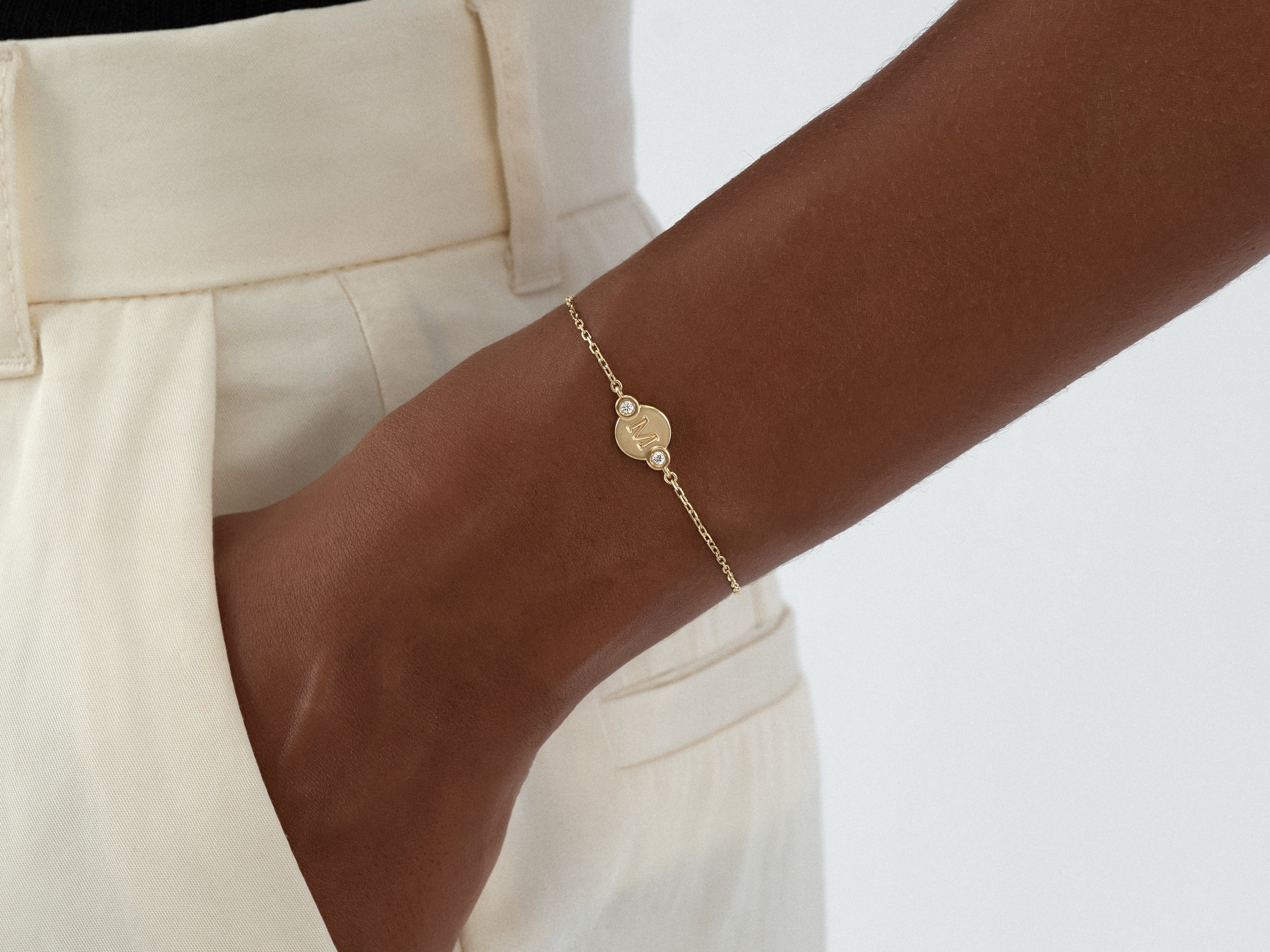 Duo Gemstone Initial Bracelet