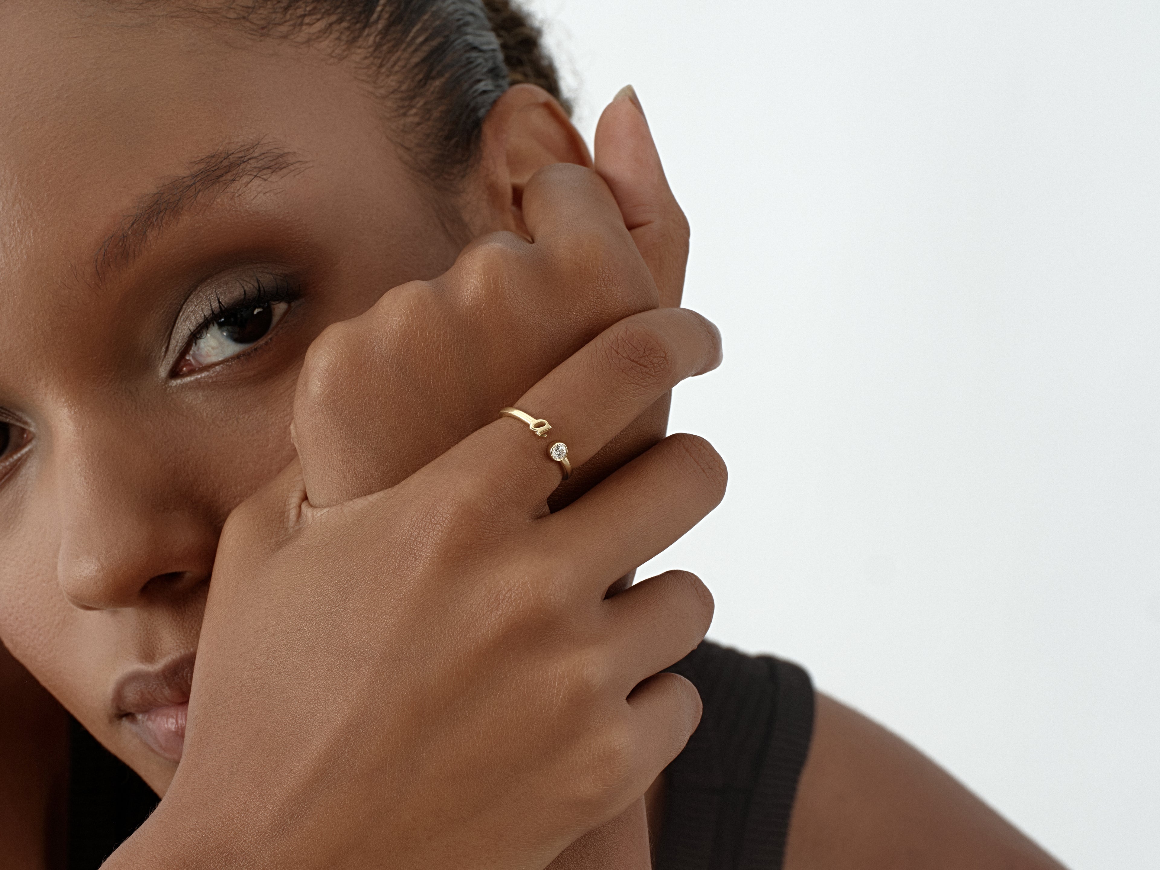 Birthstone Letter Ring