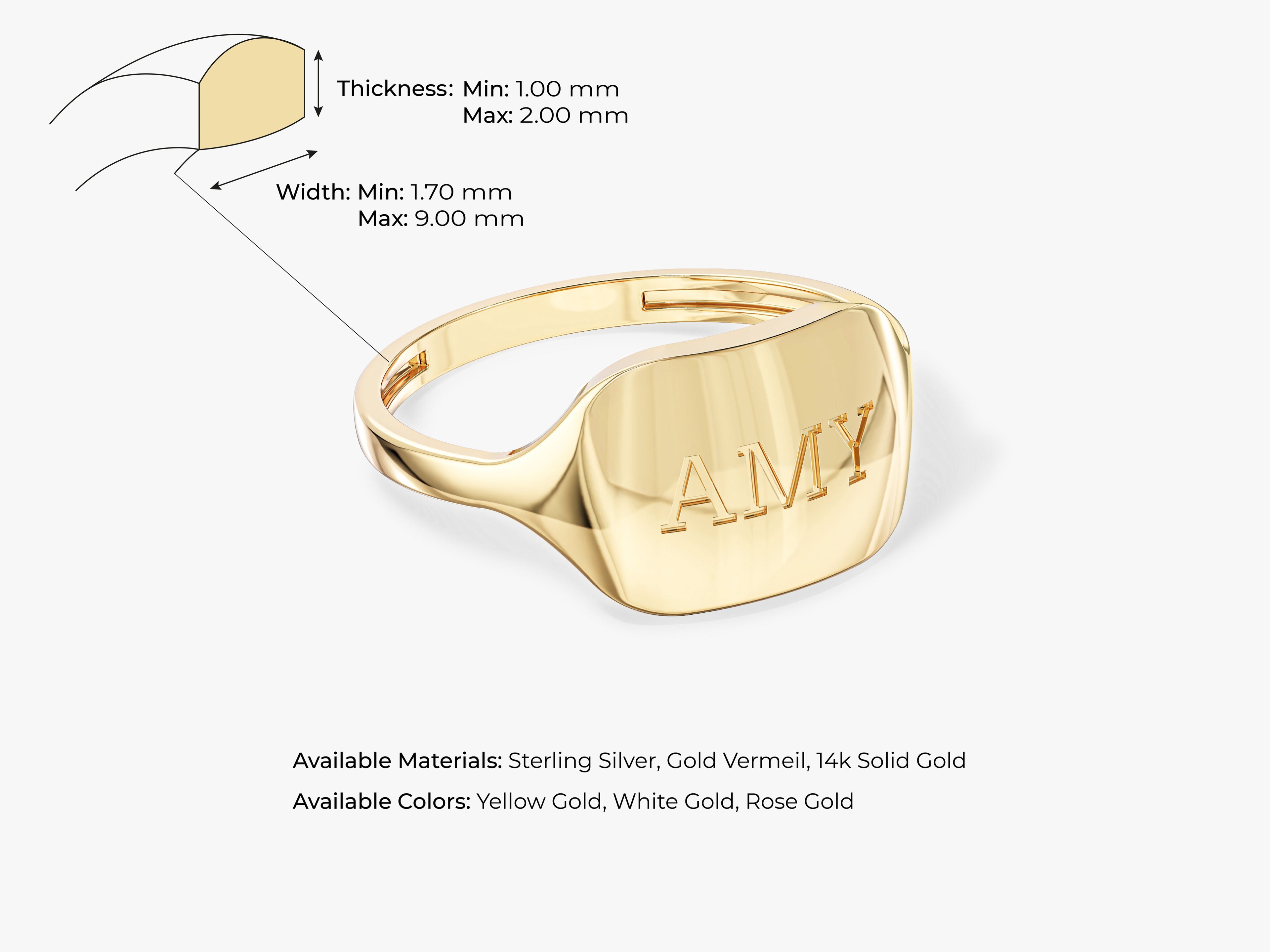 Flat Signet Initial Ring