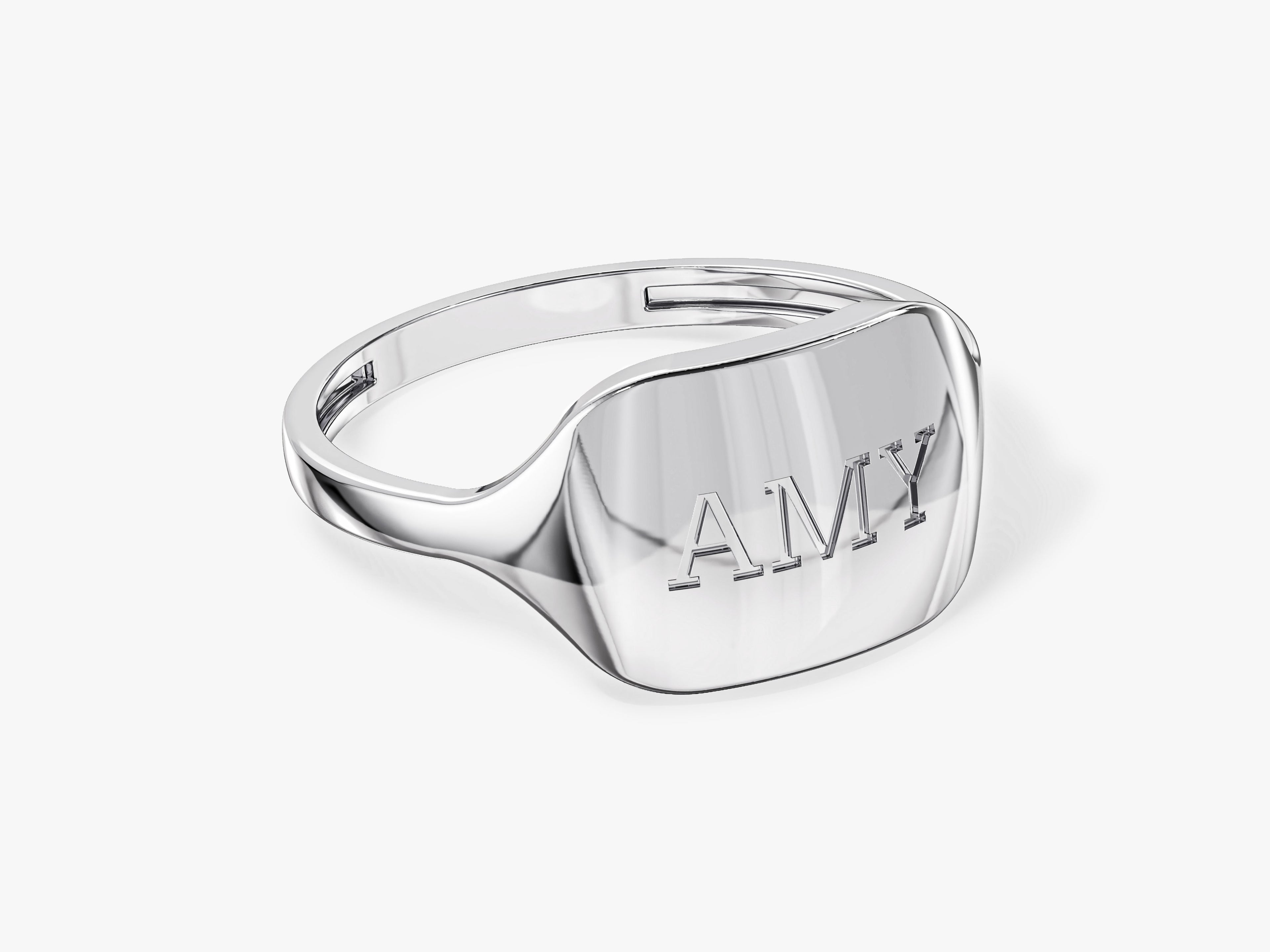 Flat Signet Initial Ring