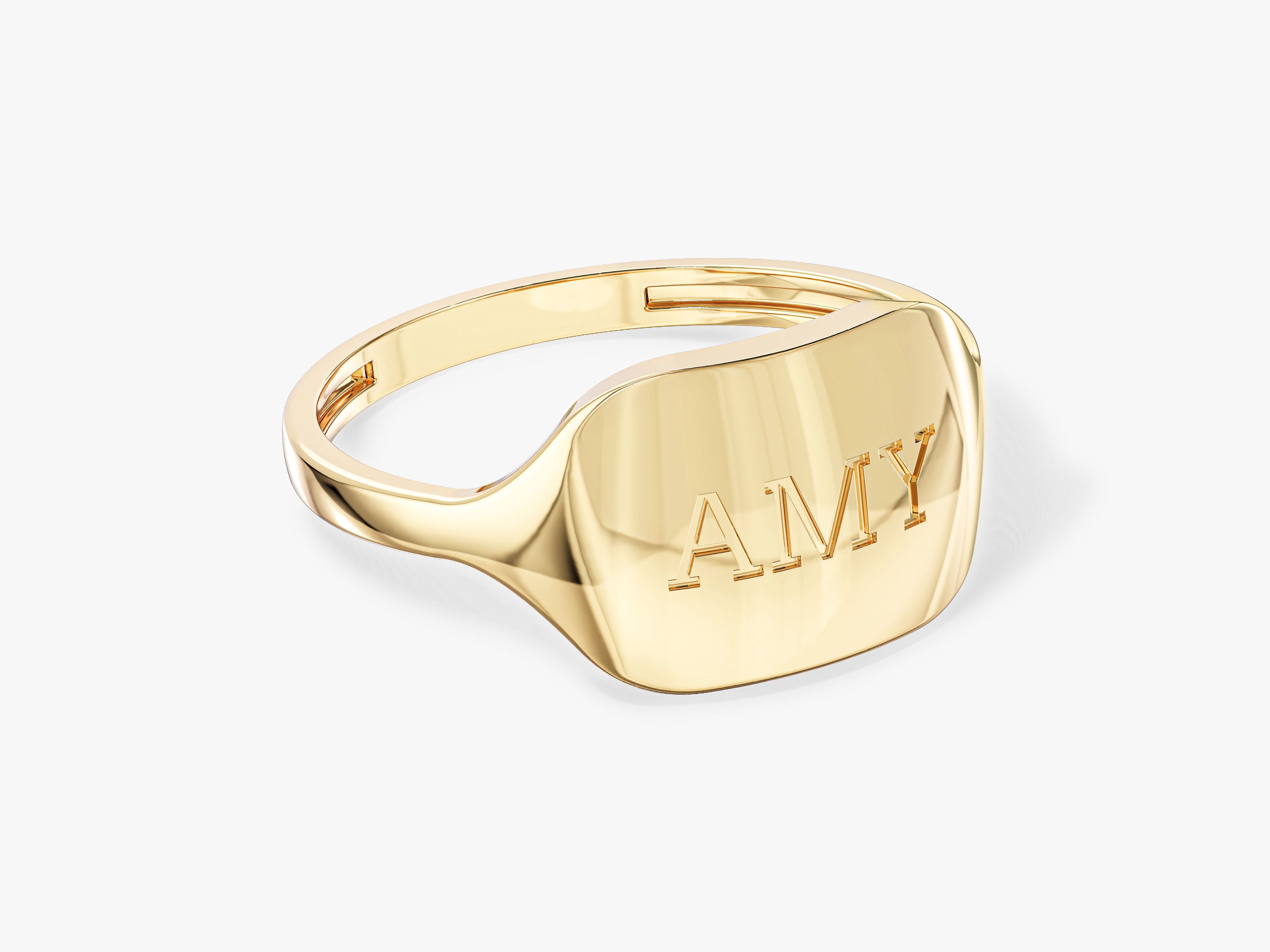 Flat Signet Initial Ring