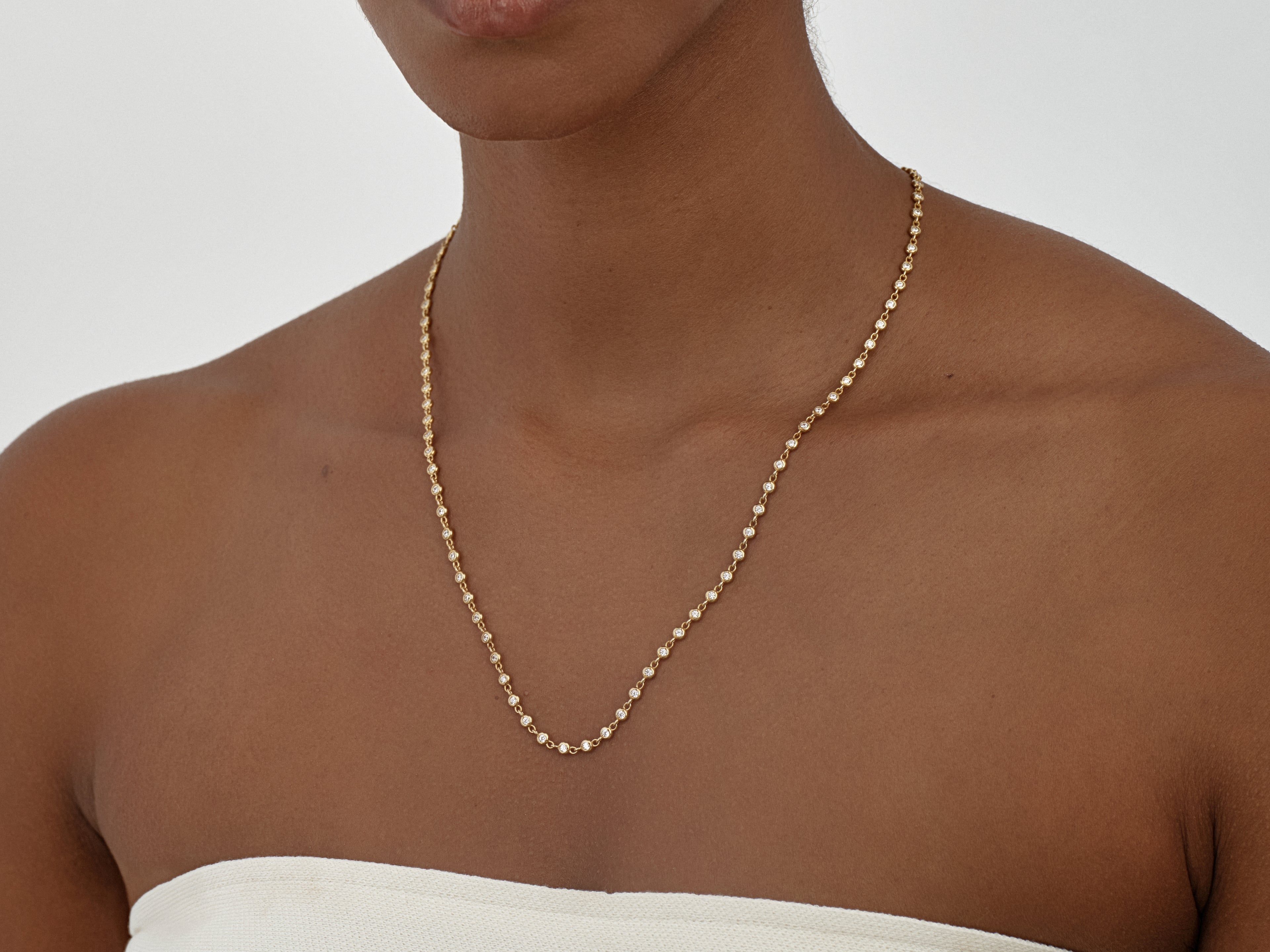 Bezel Gemstone Tennis Necklace