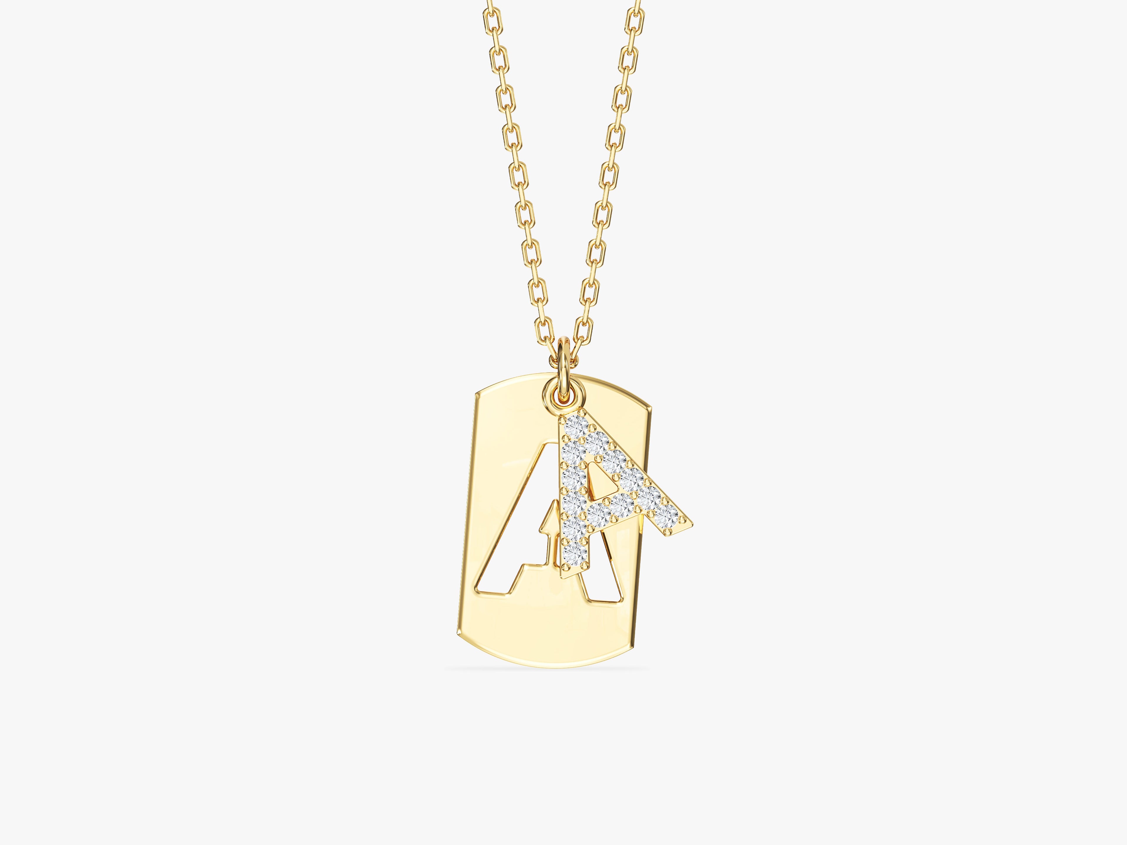 Layered Initial Tag Necklace