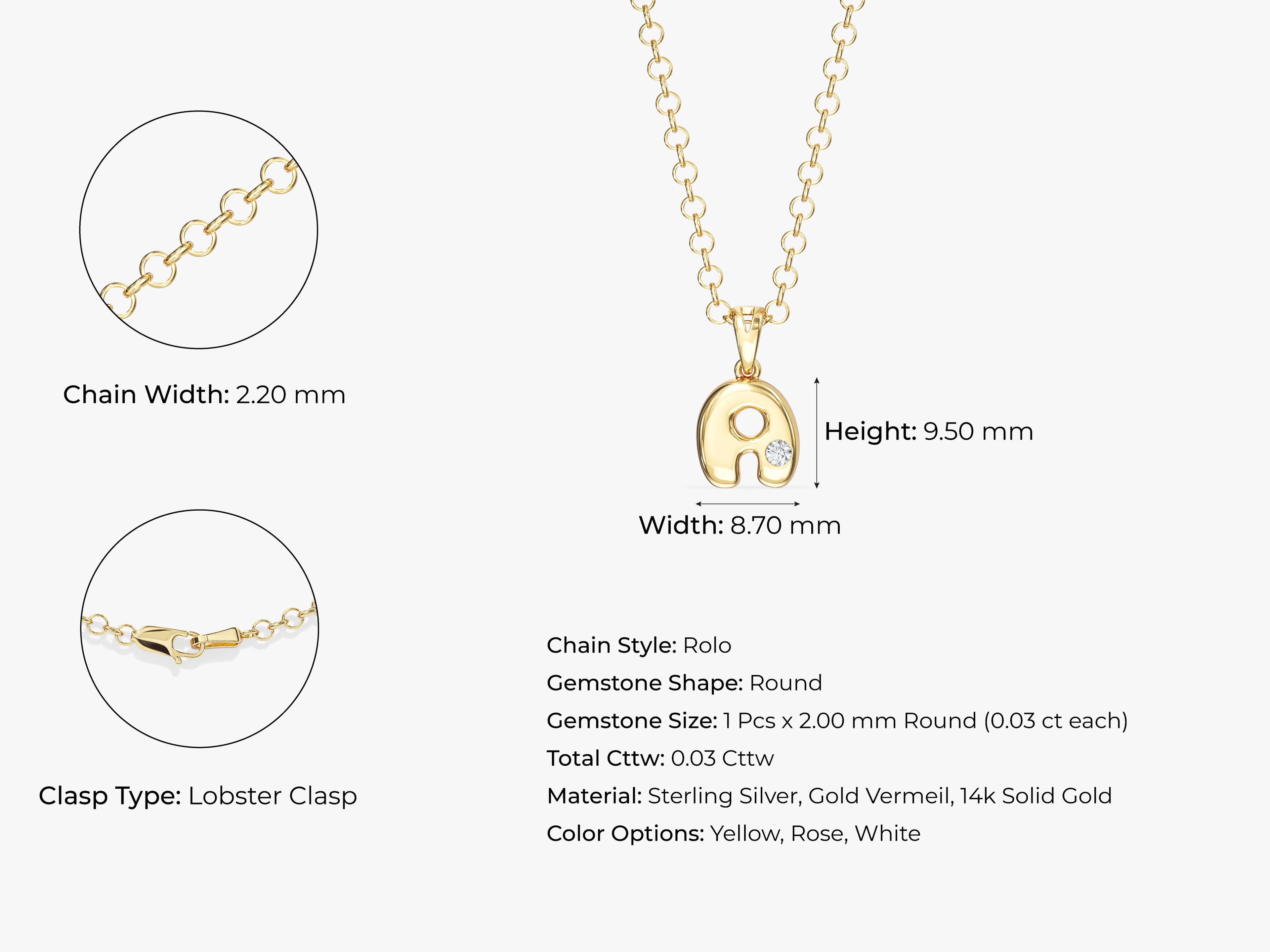 Bubble Letter Necklace with  Gemstone