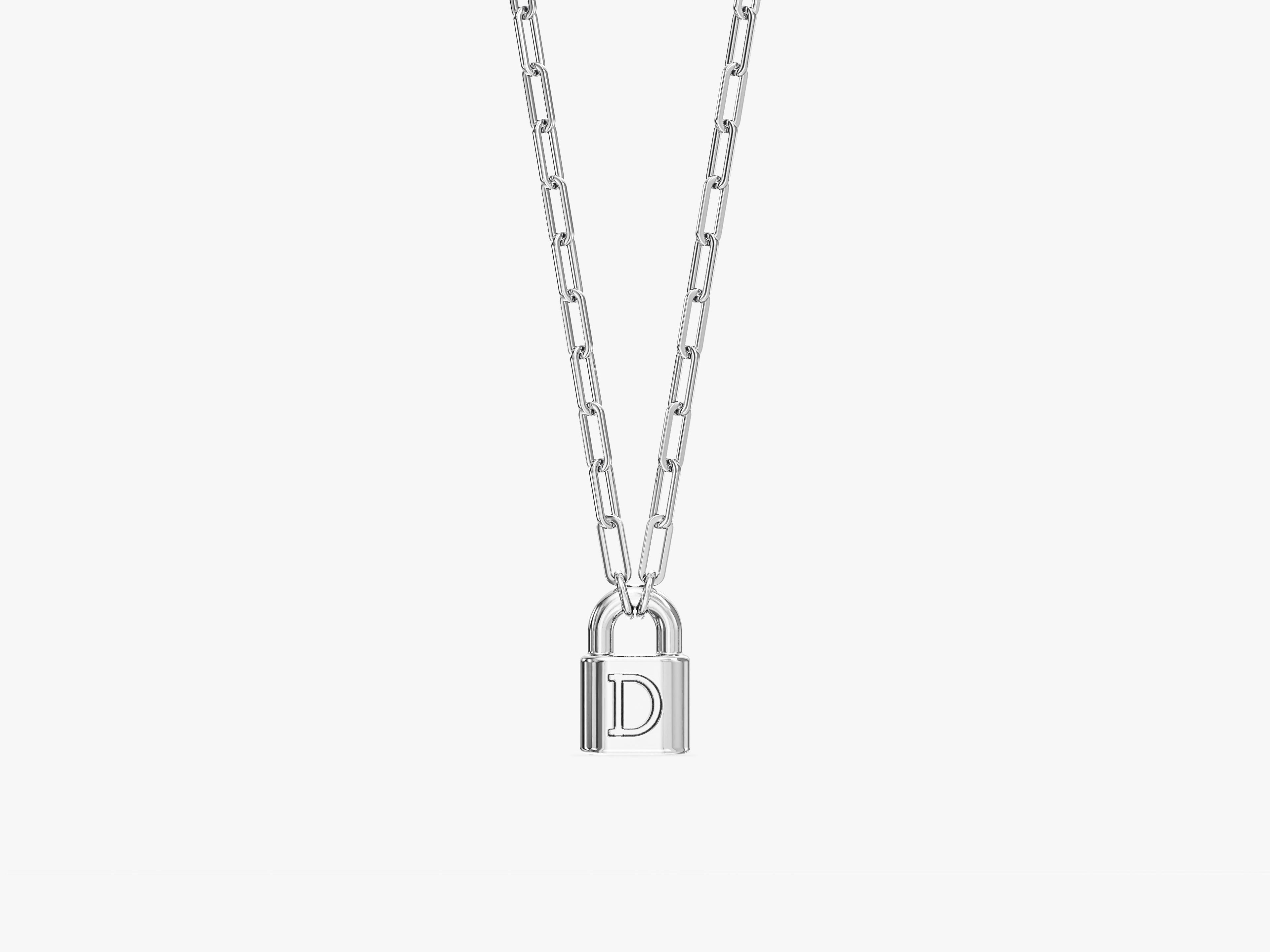 Paperclip Chain Lock Necklace