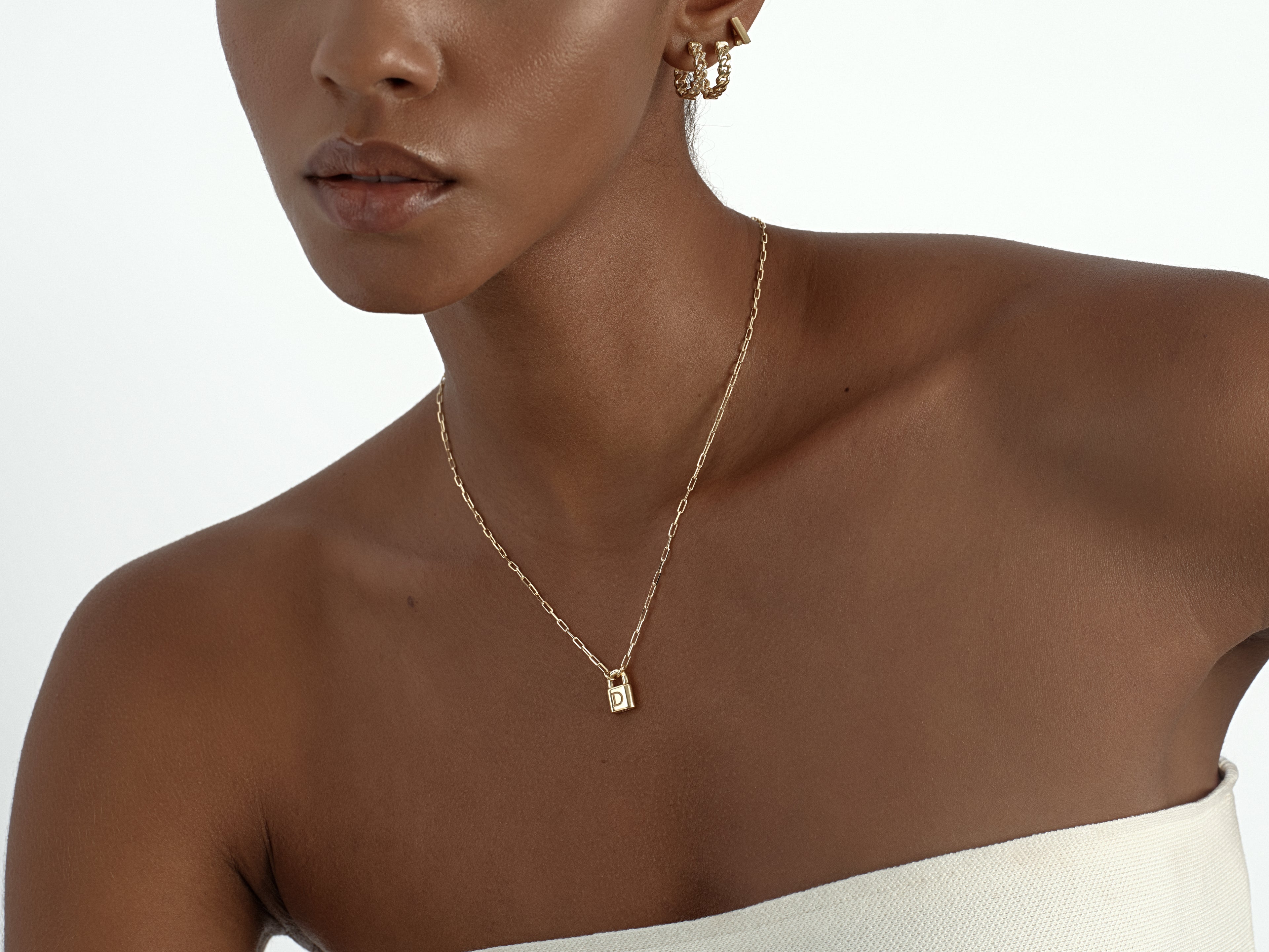 Paperclip Chain Lock Necklace