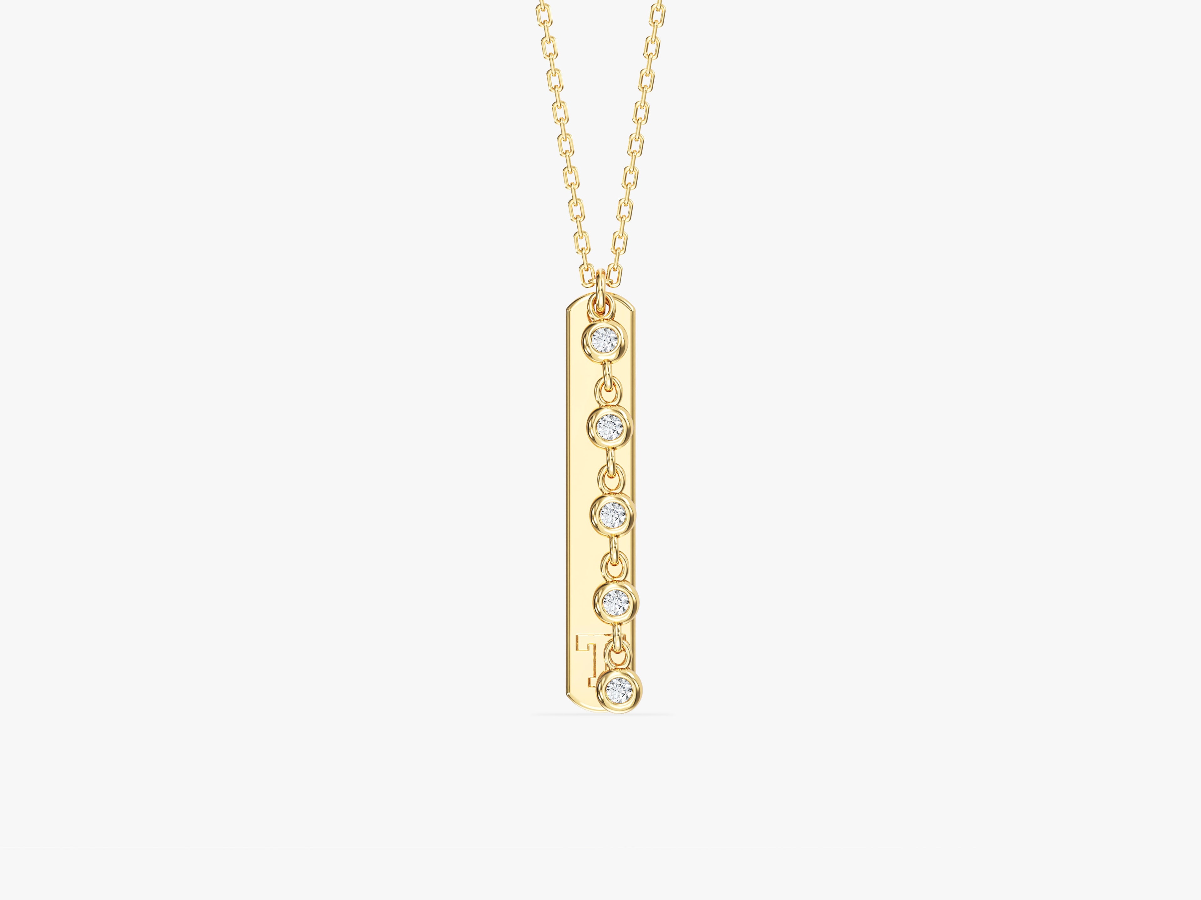 Vertical Bar Initial Necklace