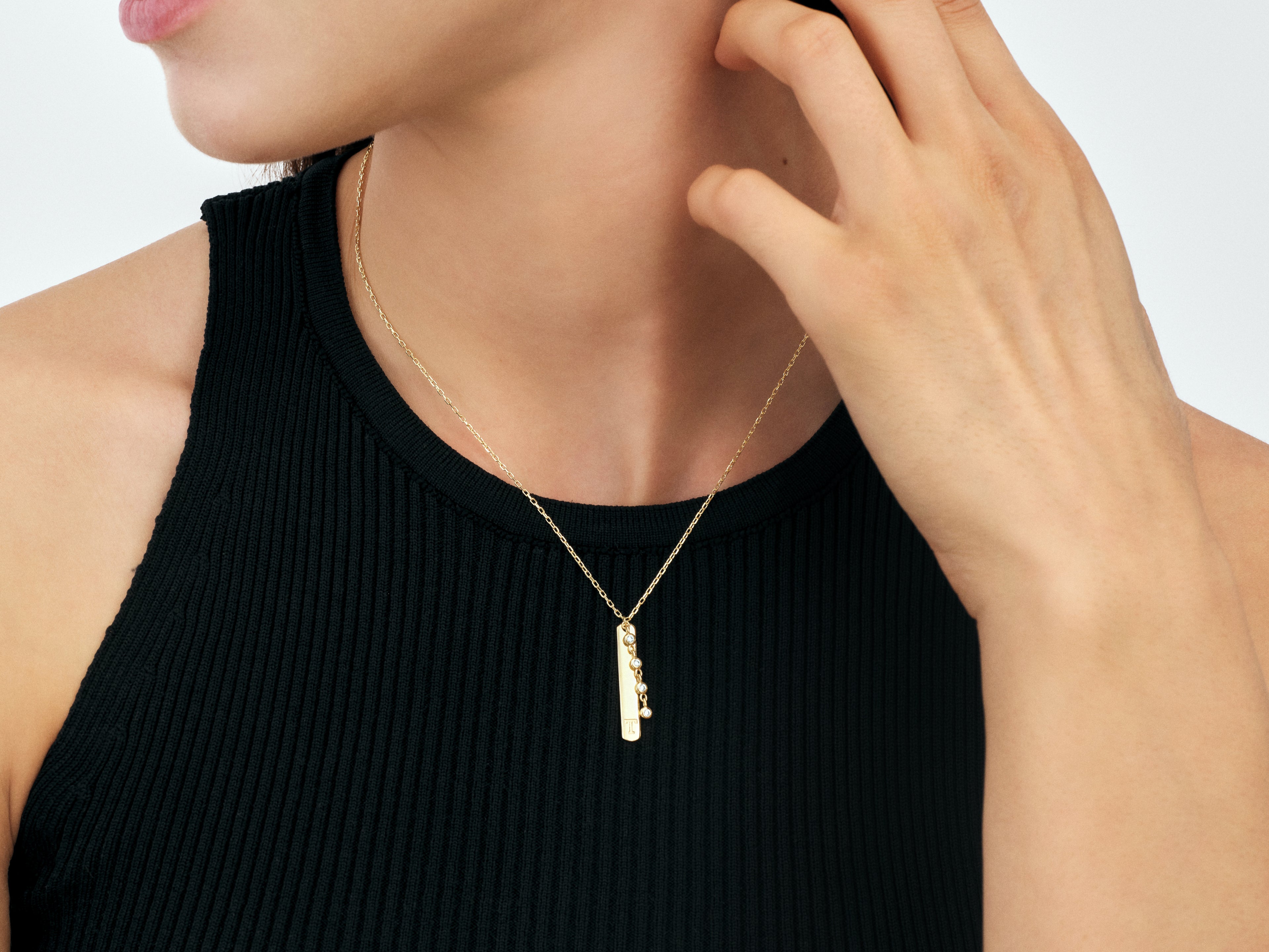 Vertical Bar Initial Necklace