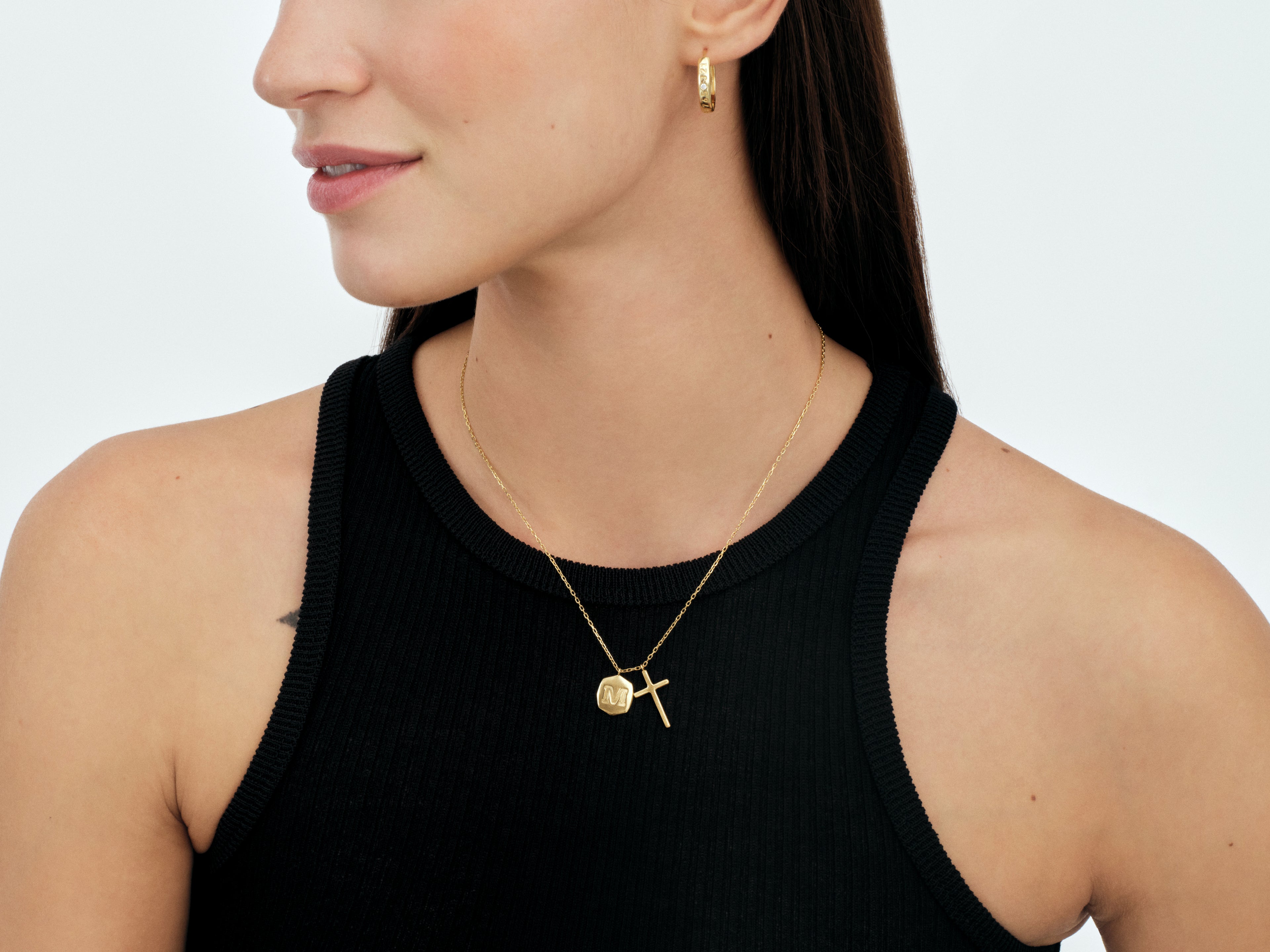 Initial Cross Necklace