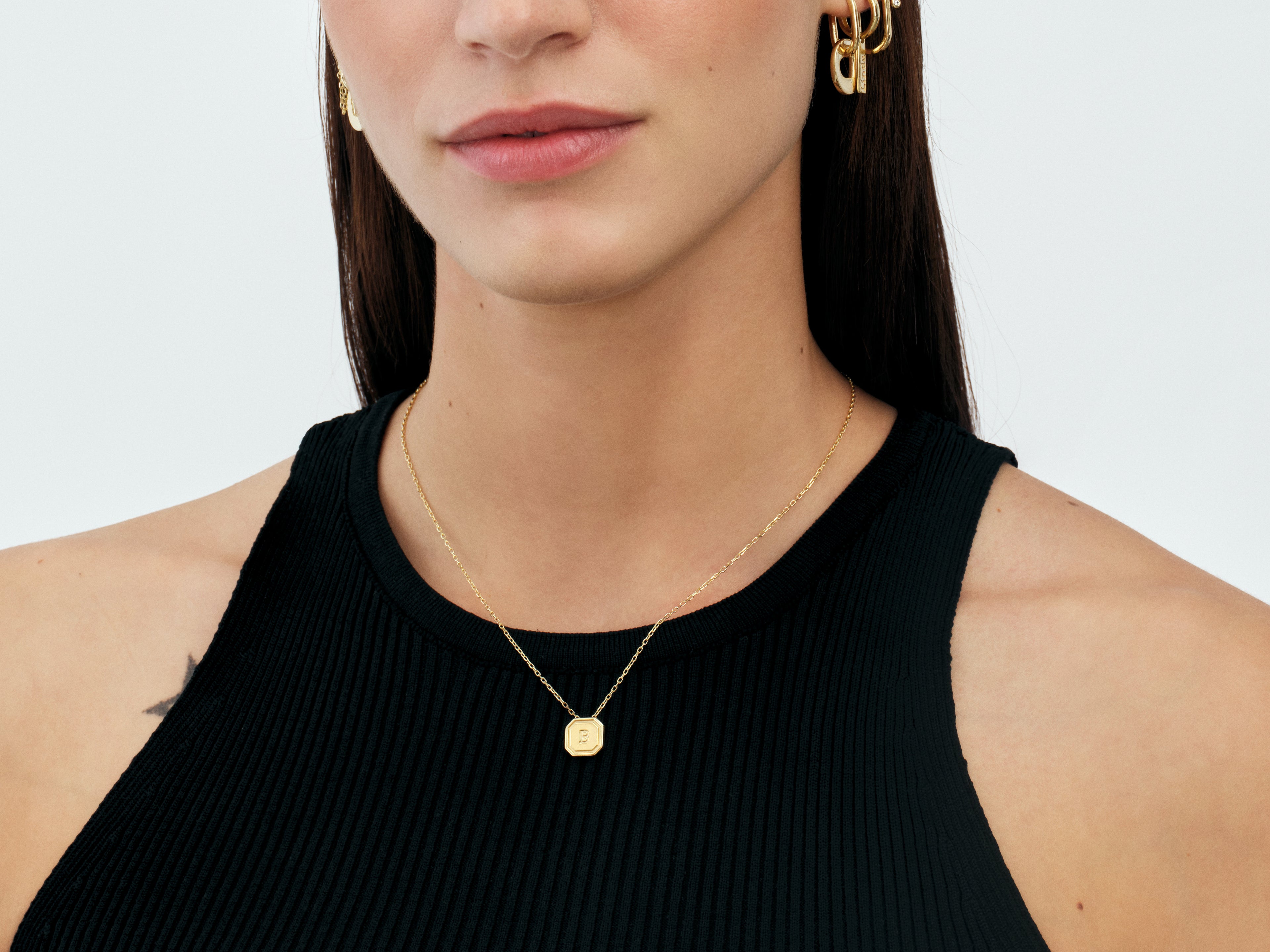 Octagon Initial Necklace