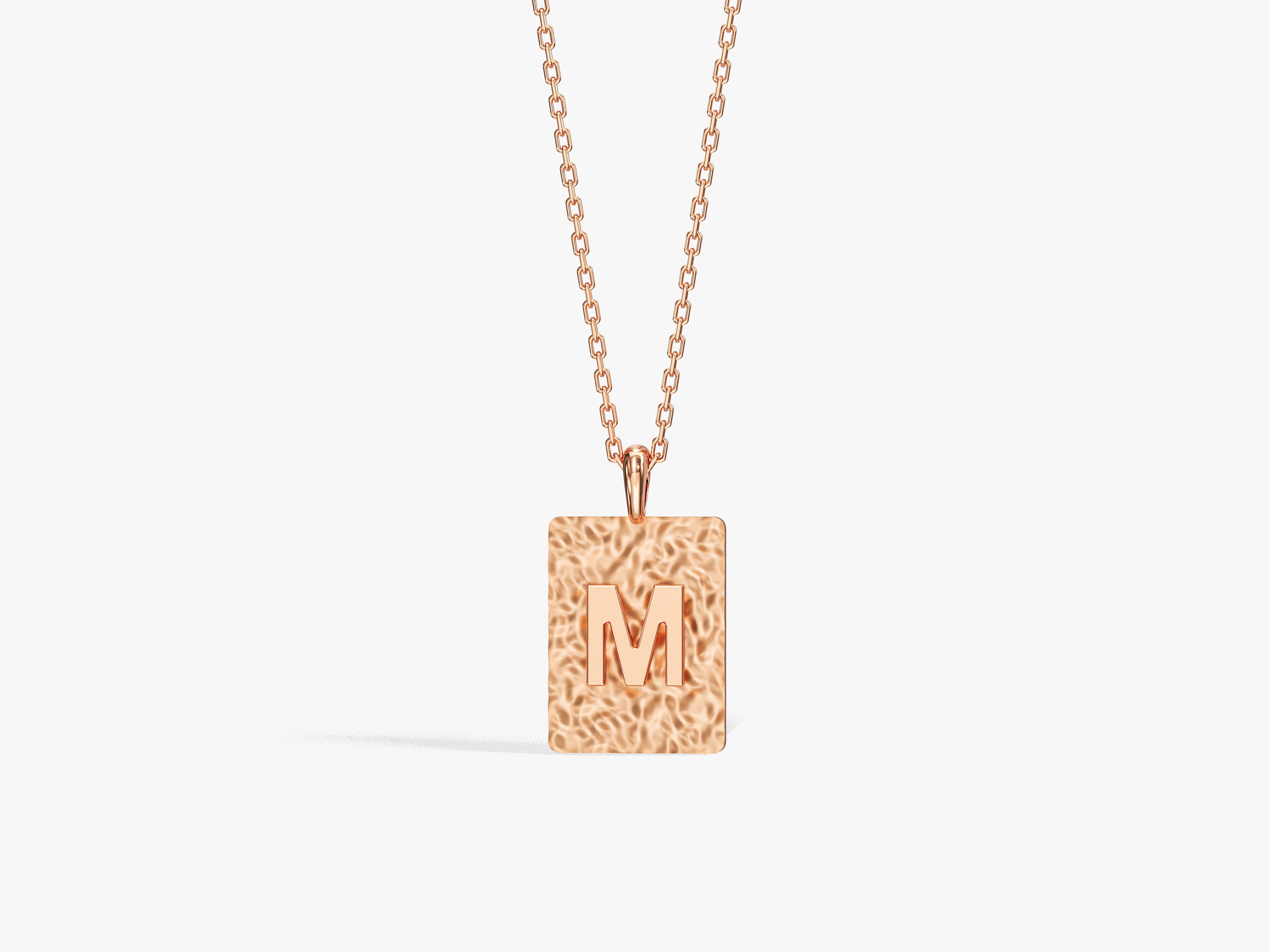 Textured Tag Initial Necklace