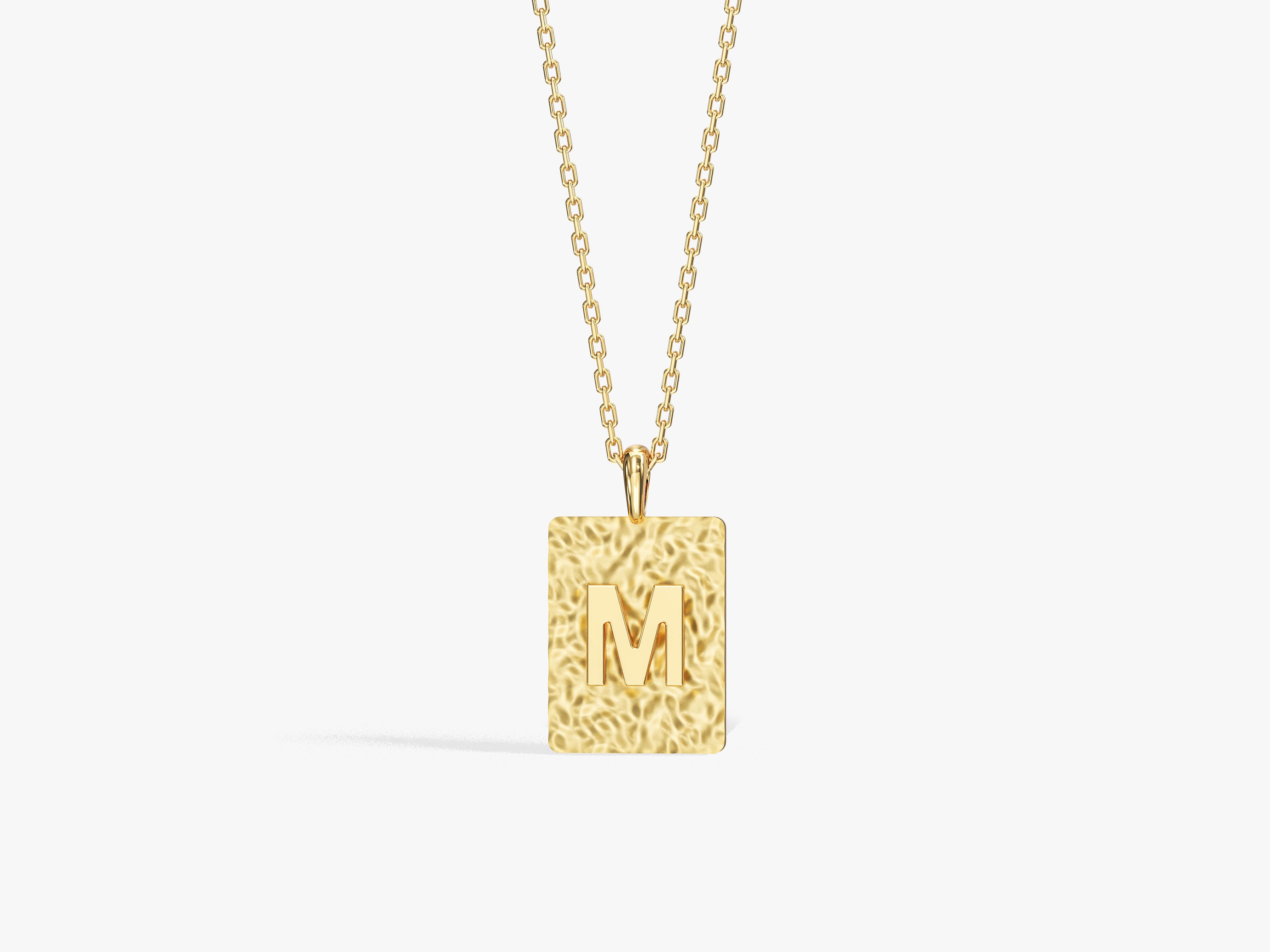 Textured Tag Initial Necklace