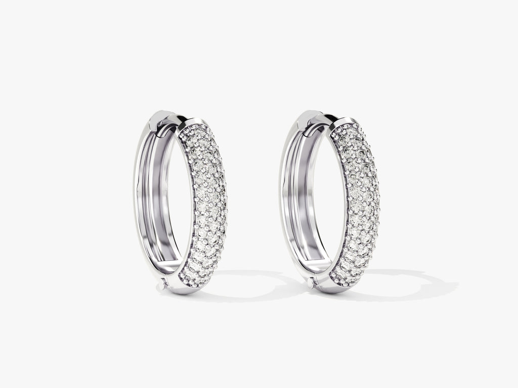 Pave Gemstone Hoop Earrings