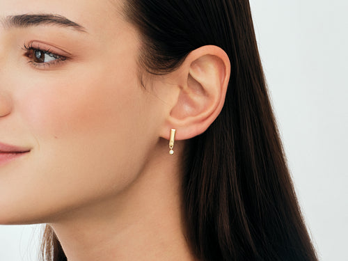 Bar Stud Earrings with Gemstone