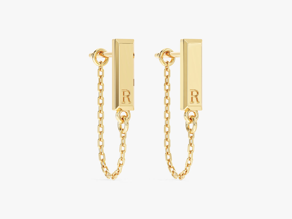 Initial Chain Earrings