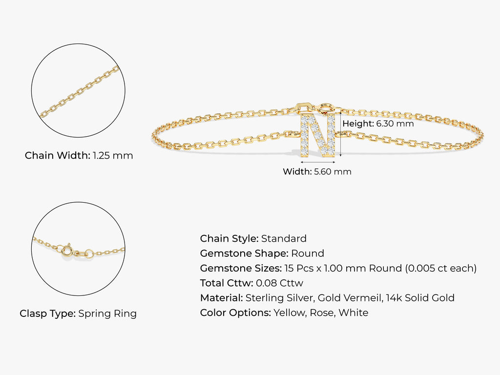 Initial Letter Bracelet with Gemstone