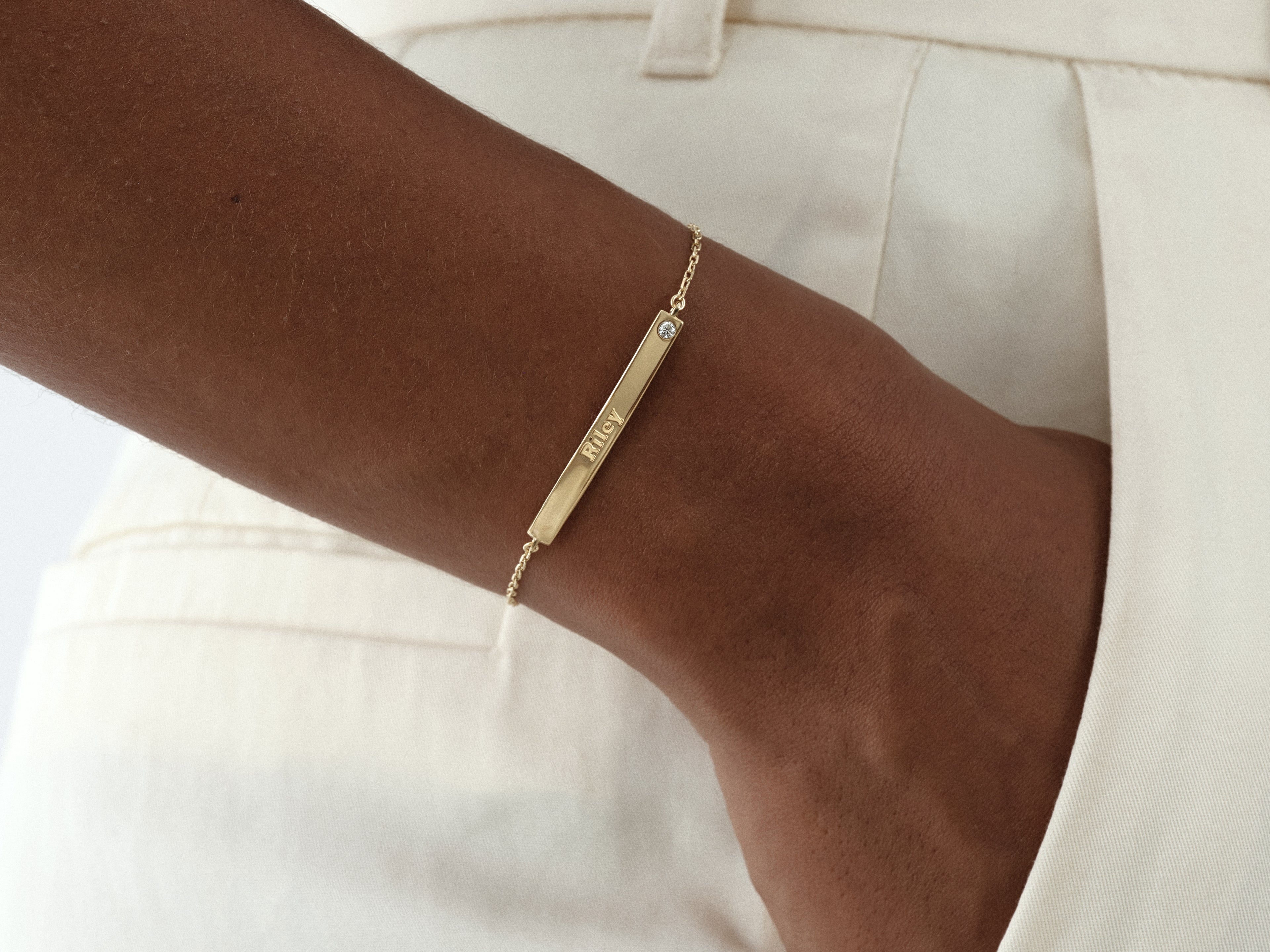 Solo Gemstone Tag Name Bracelet