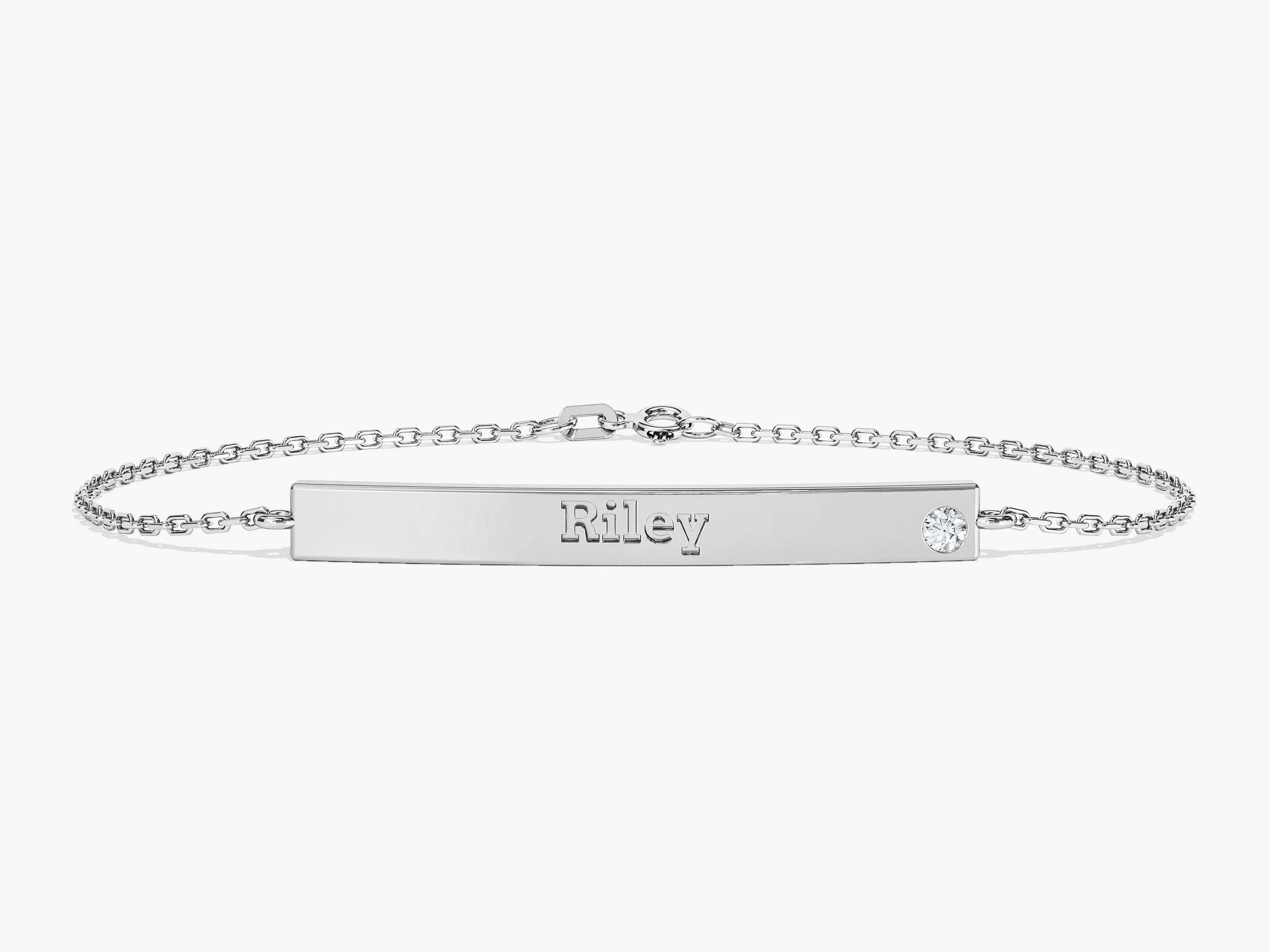 Solo Gemstone Tag Name Bracelet