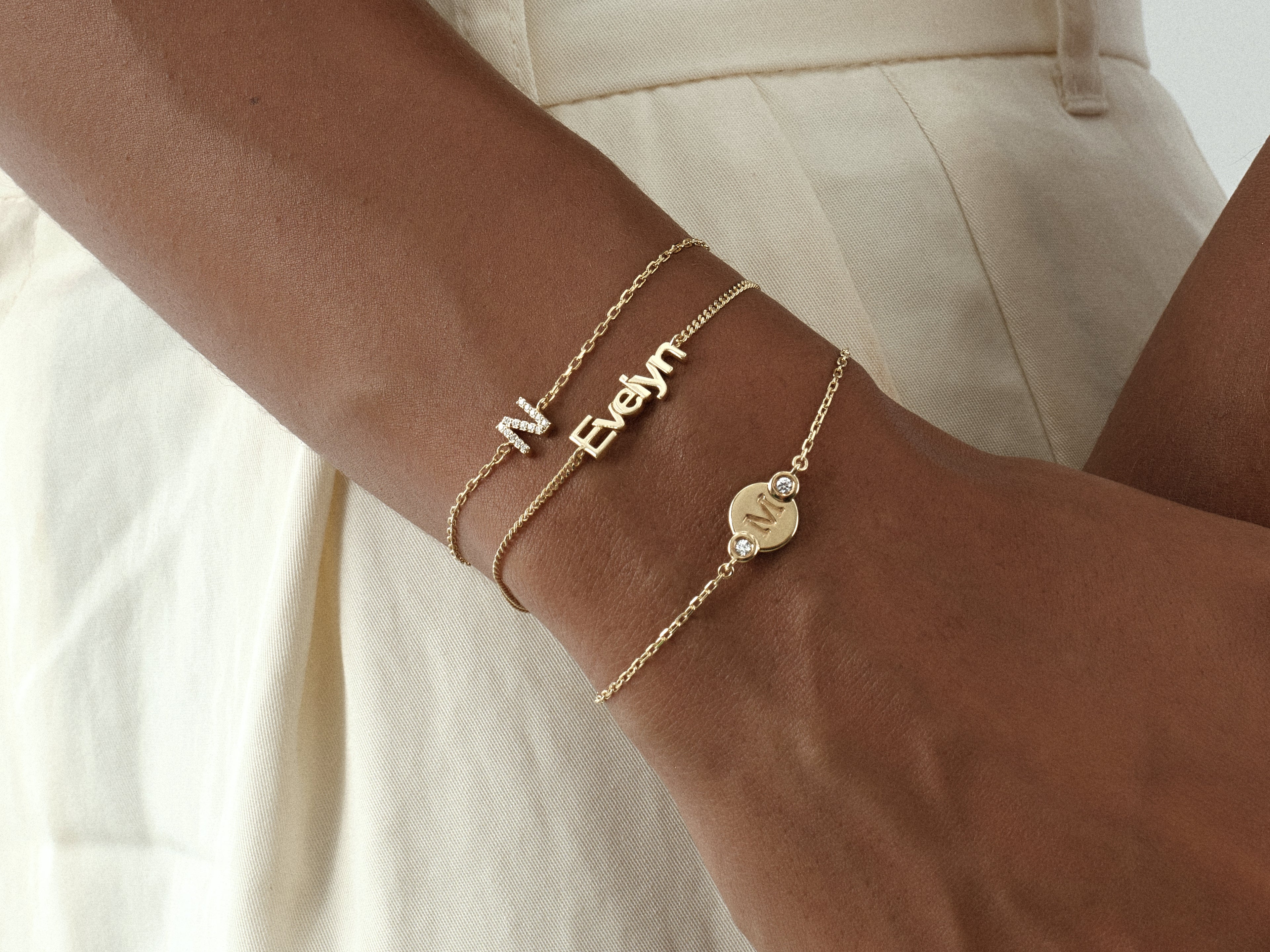 Initial Letter Bracelet with Gemstone