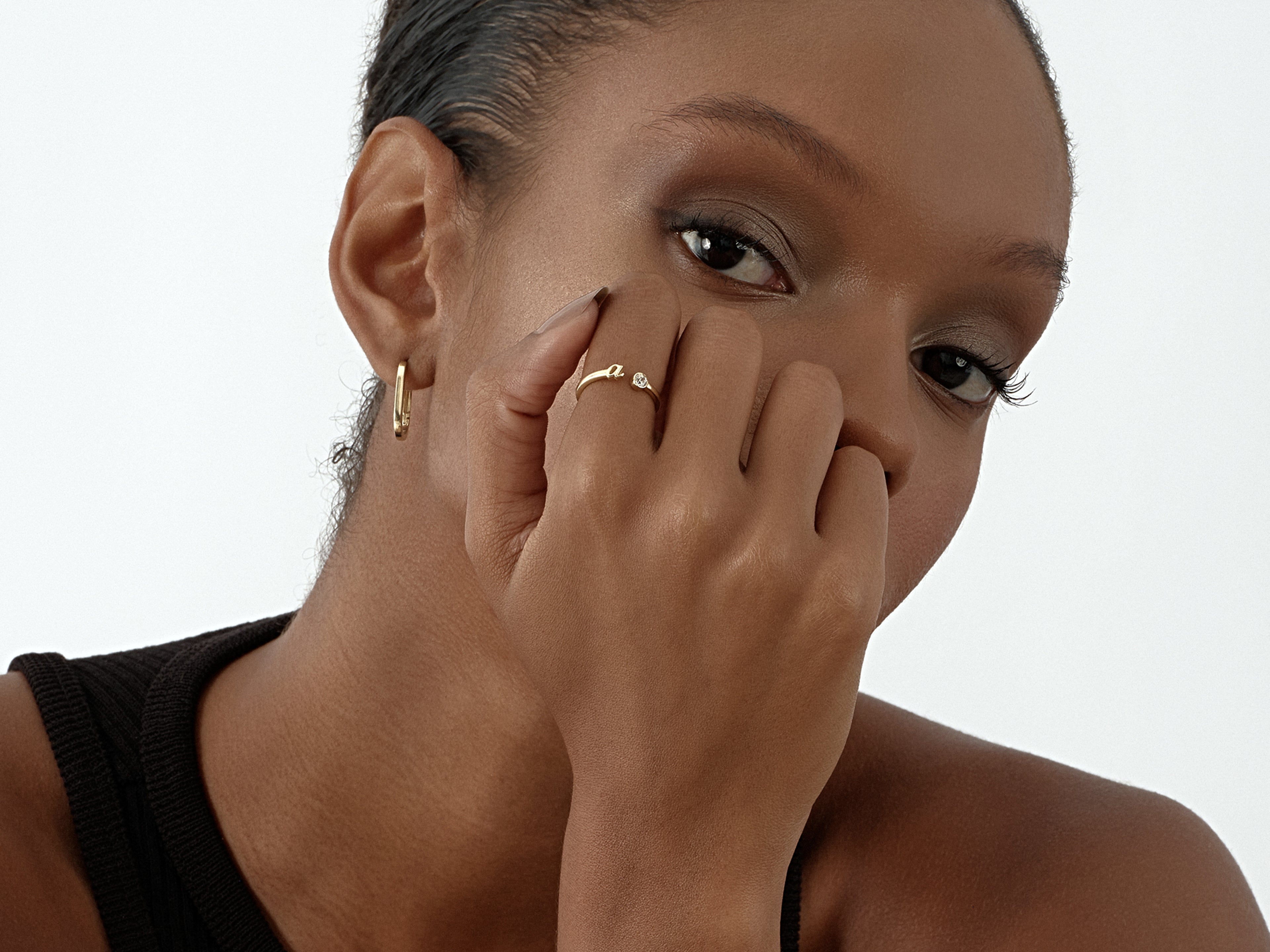 Birthstone Letter Ring