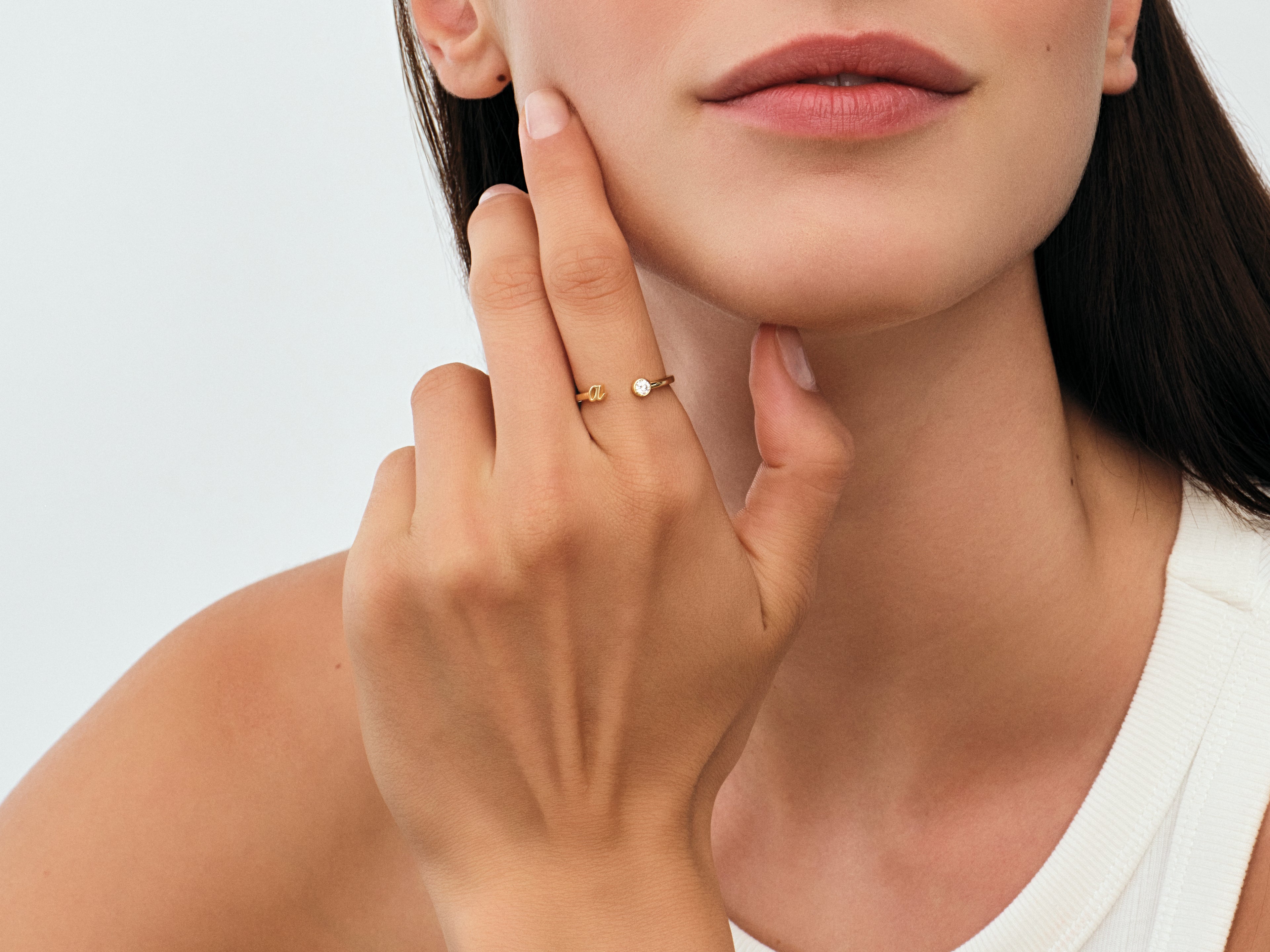 Birthstone Letter Ring