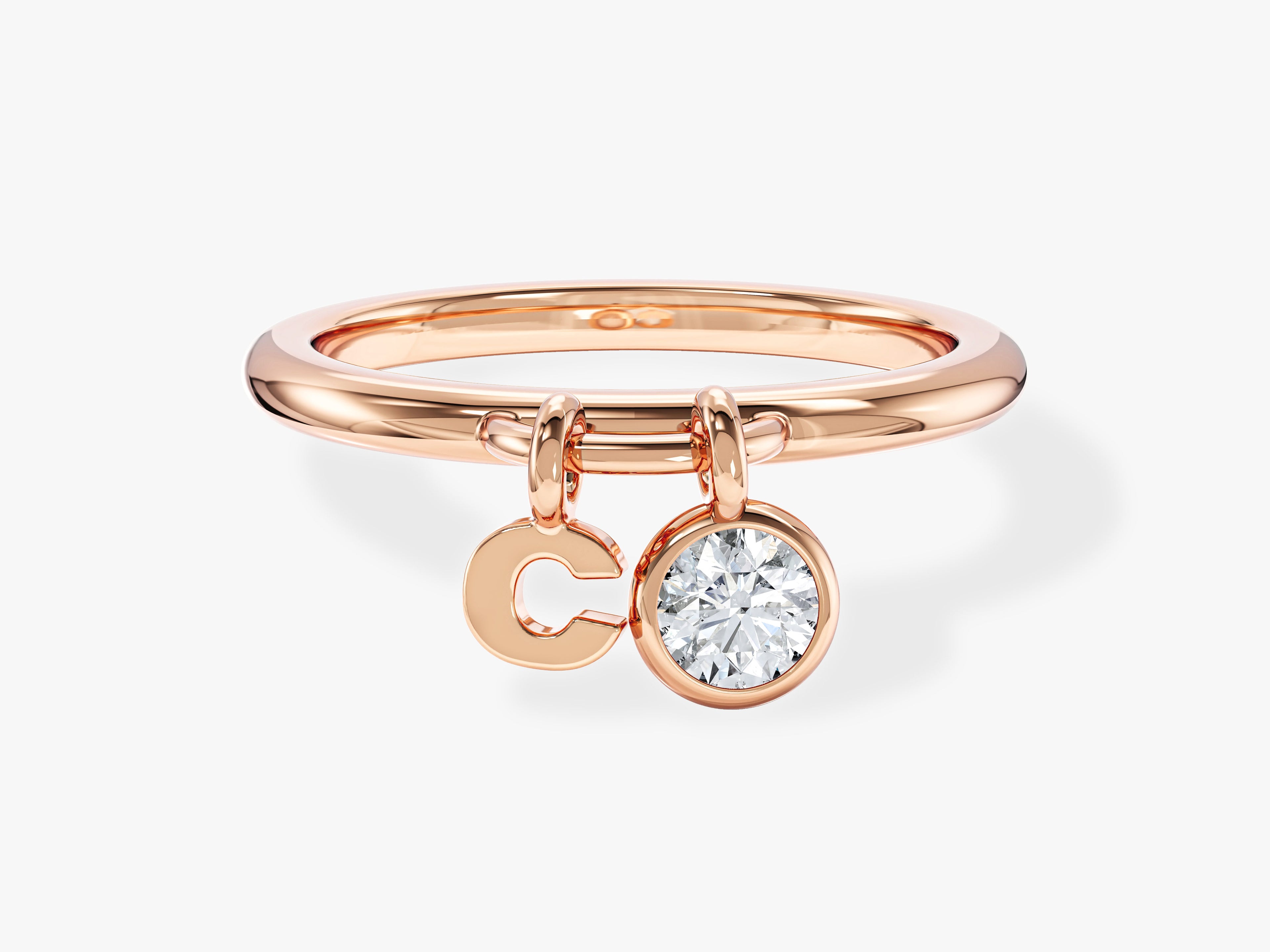Letter Charm Birthstone Ring