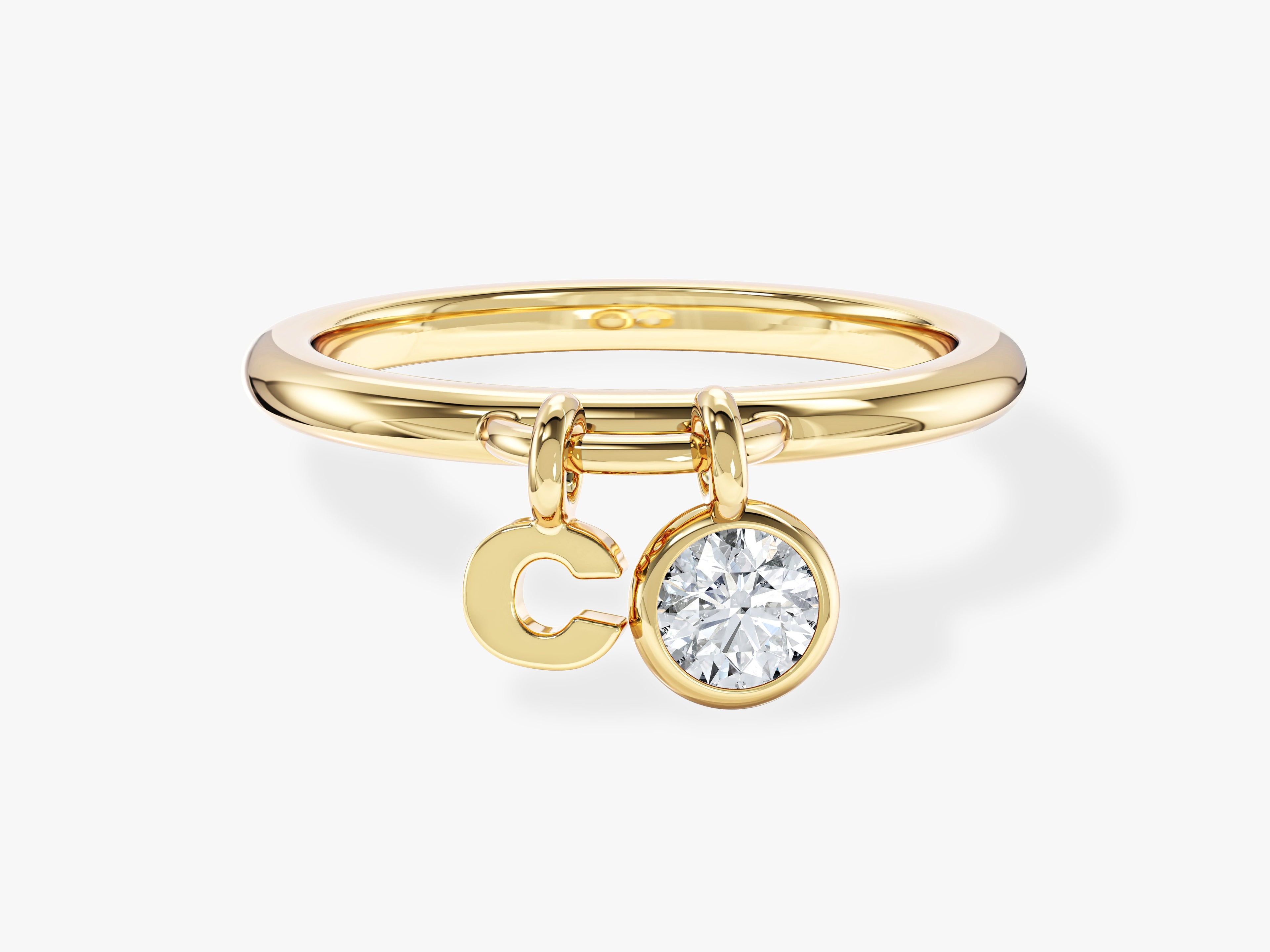 Letter Charm Birthstone Ring