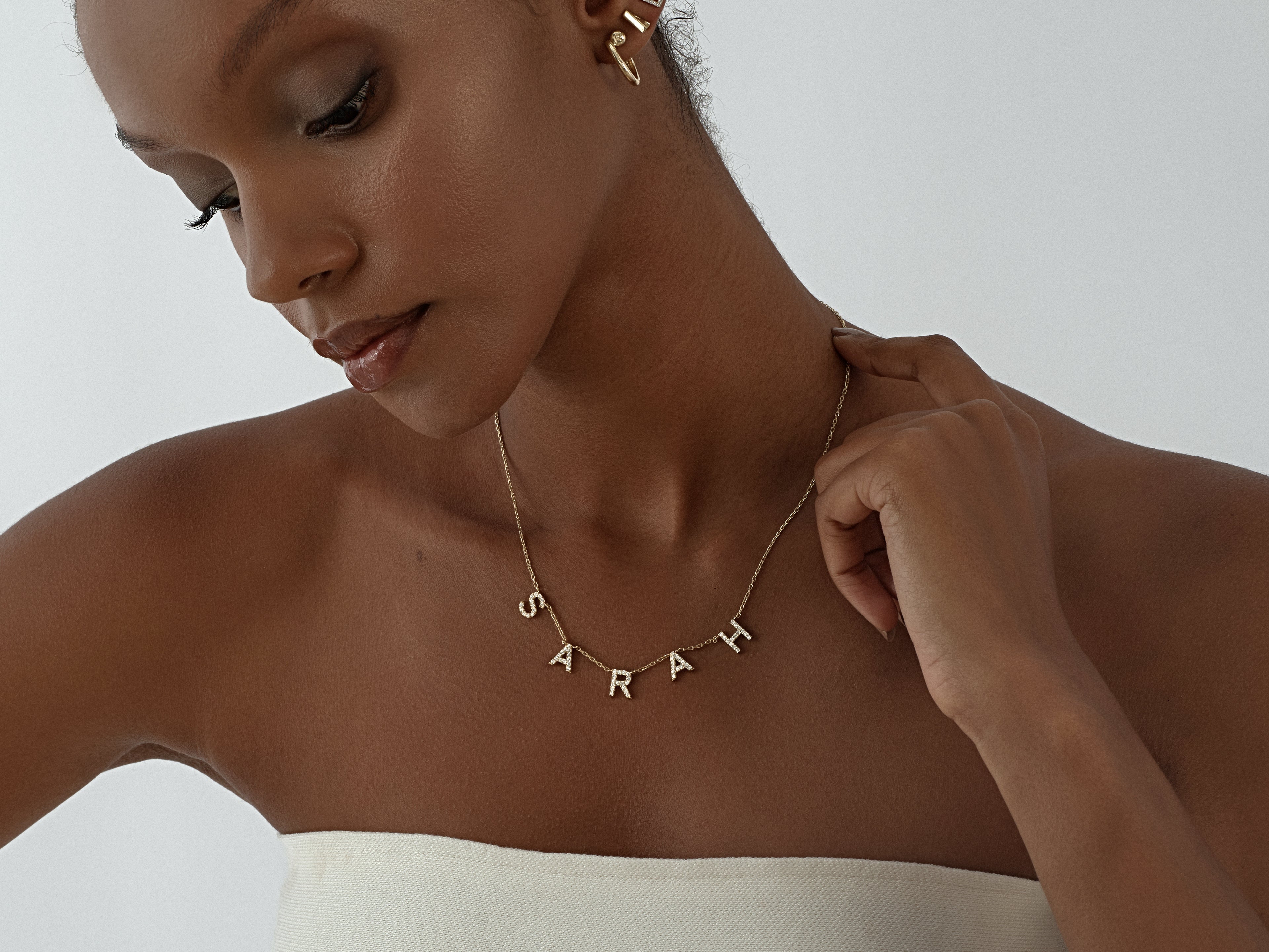 White Sapphire Name Necklace