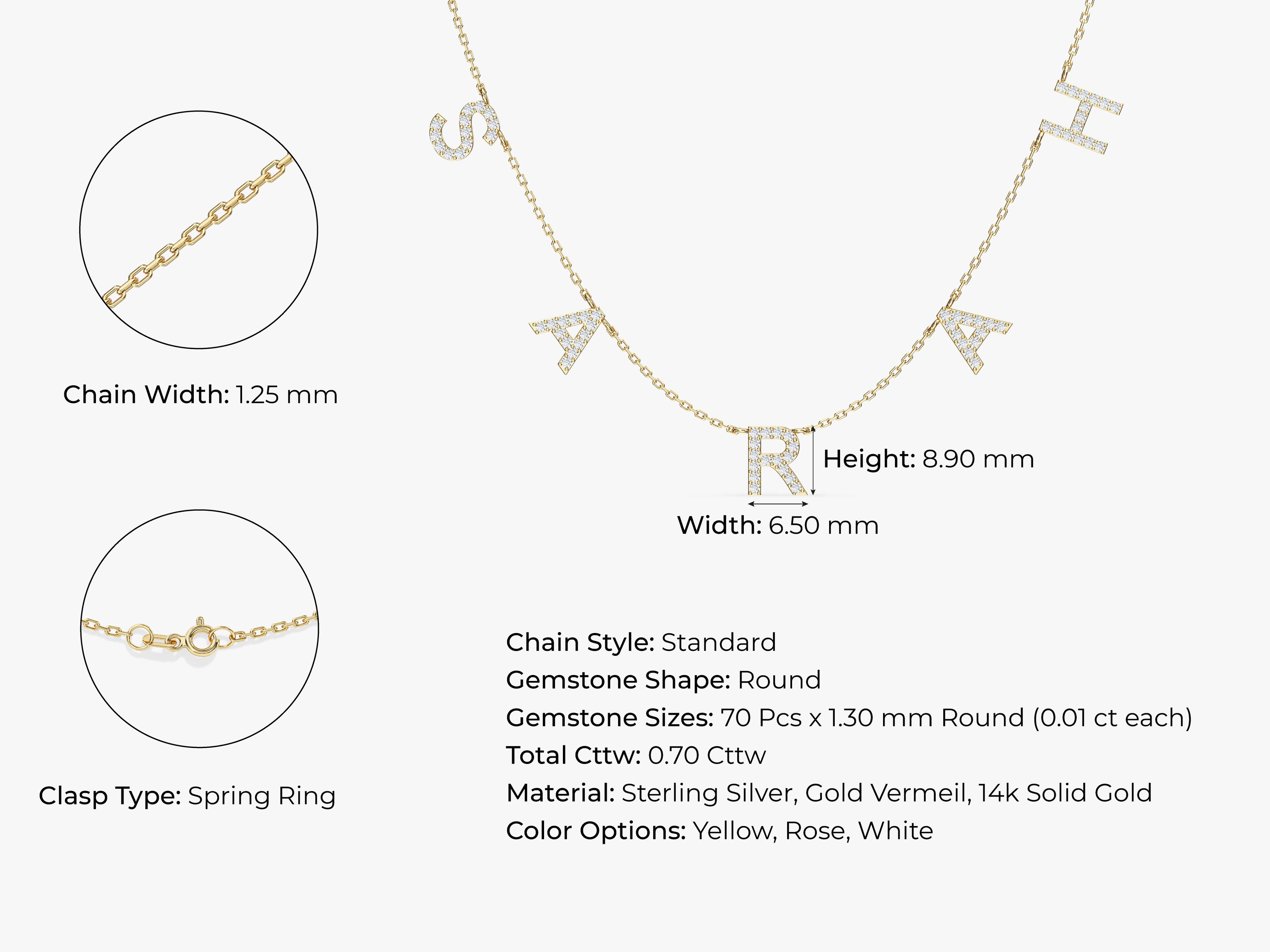 White Sapphire Name Necklace