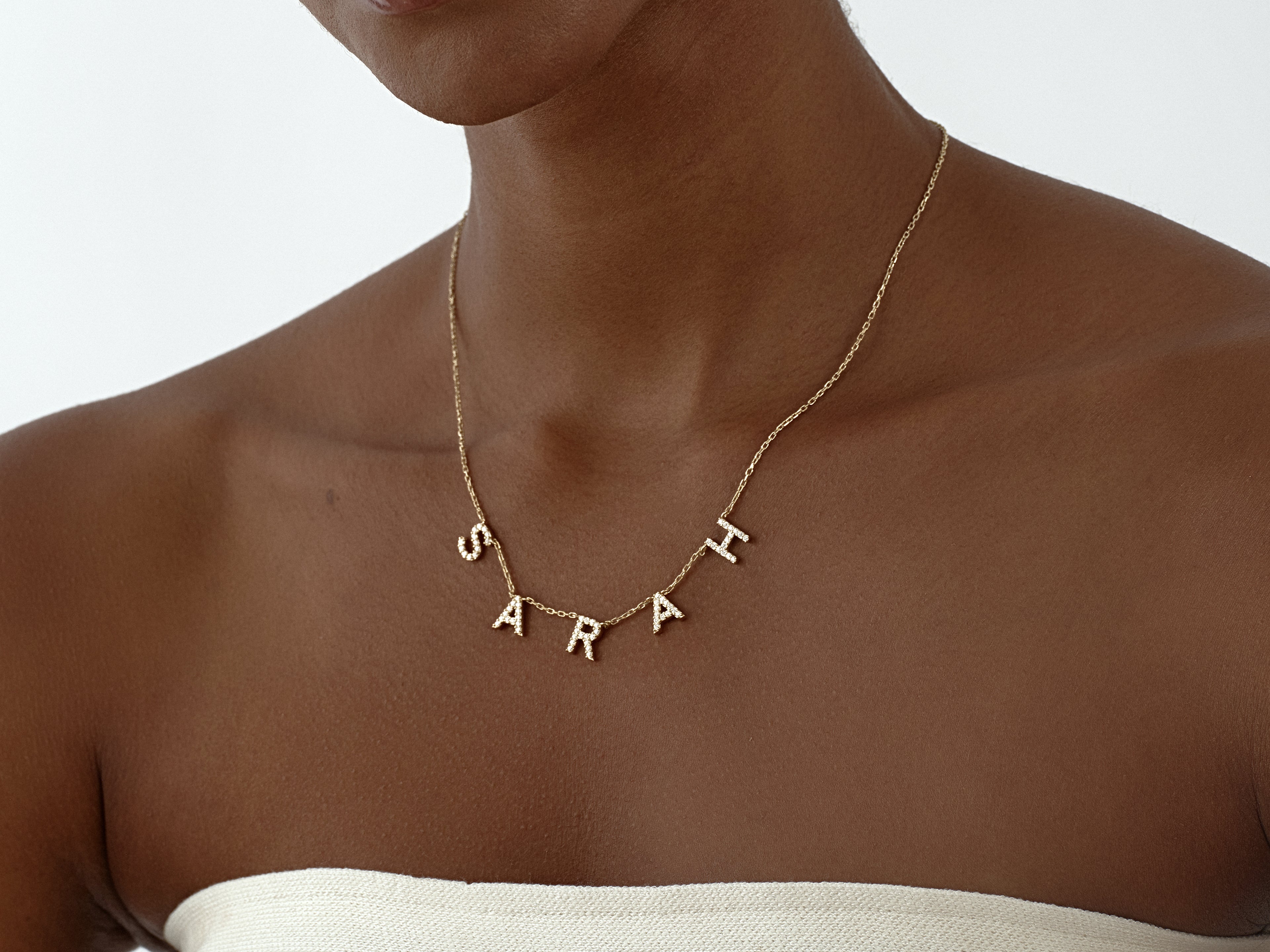 White Sapphire Name Necklace
