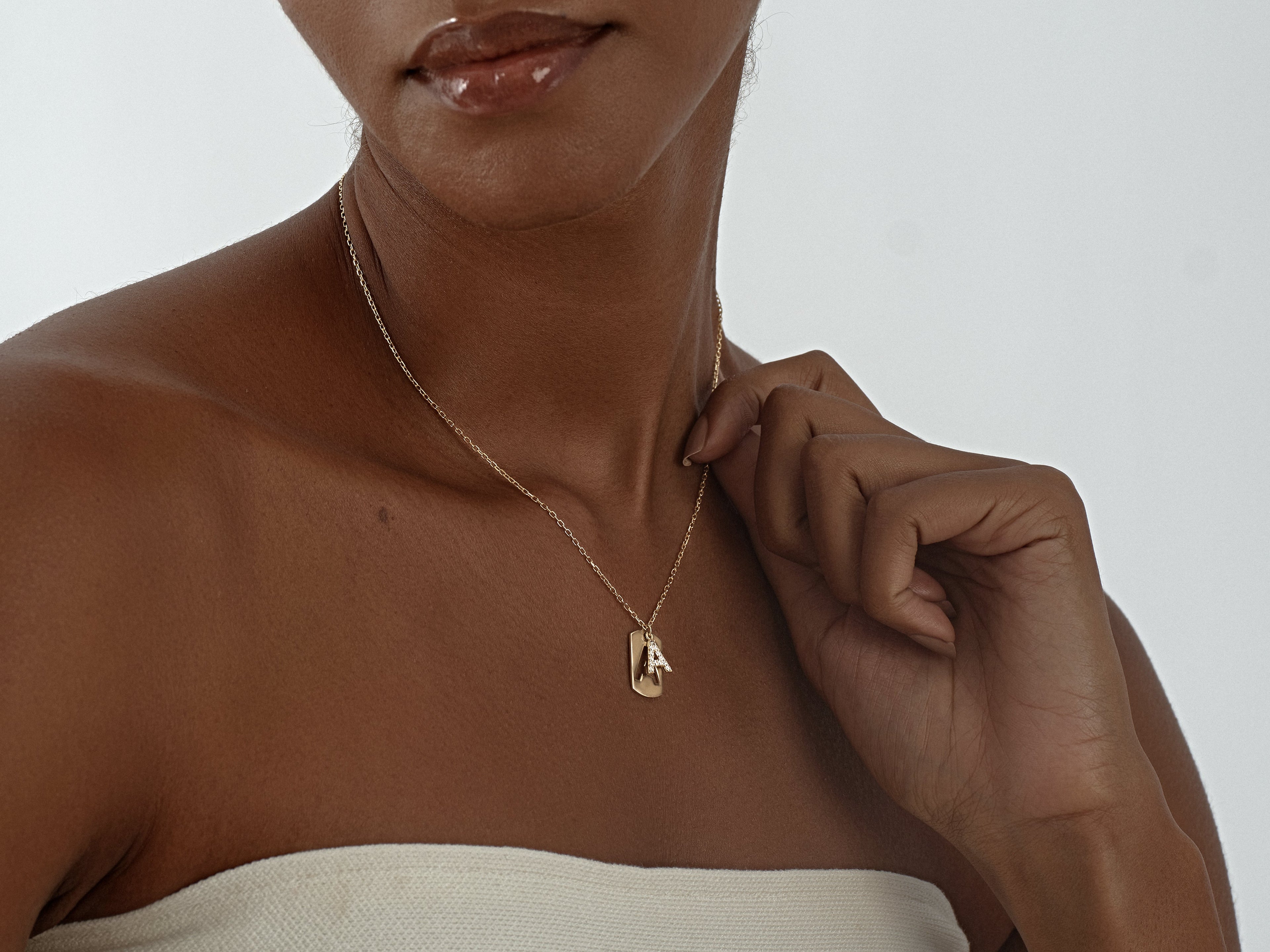 Layered Initial Tag Necklace