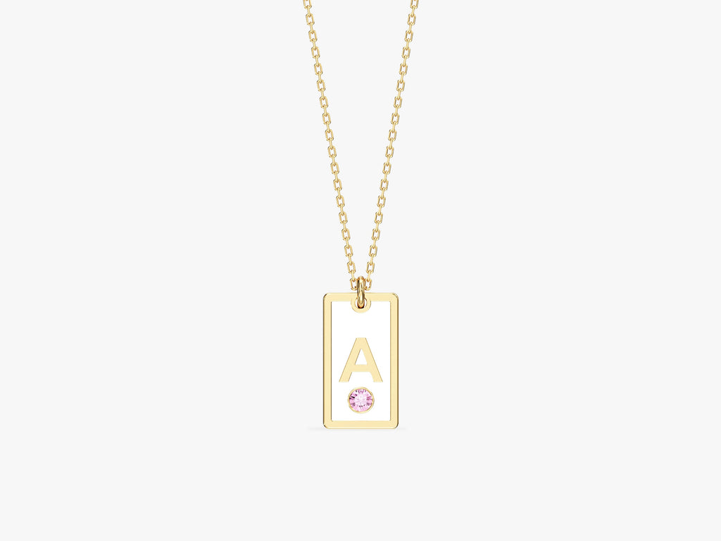 Birthstone Tag Necklace