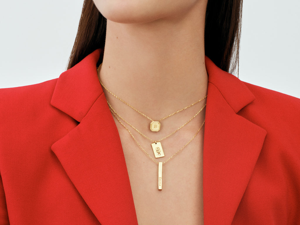 Birthstone Letter Tag Necklace