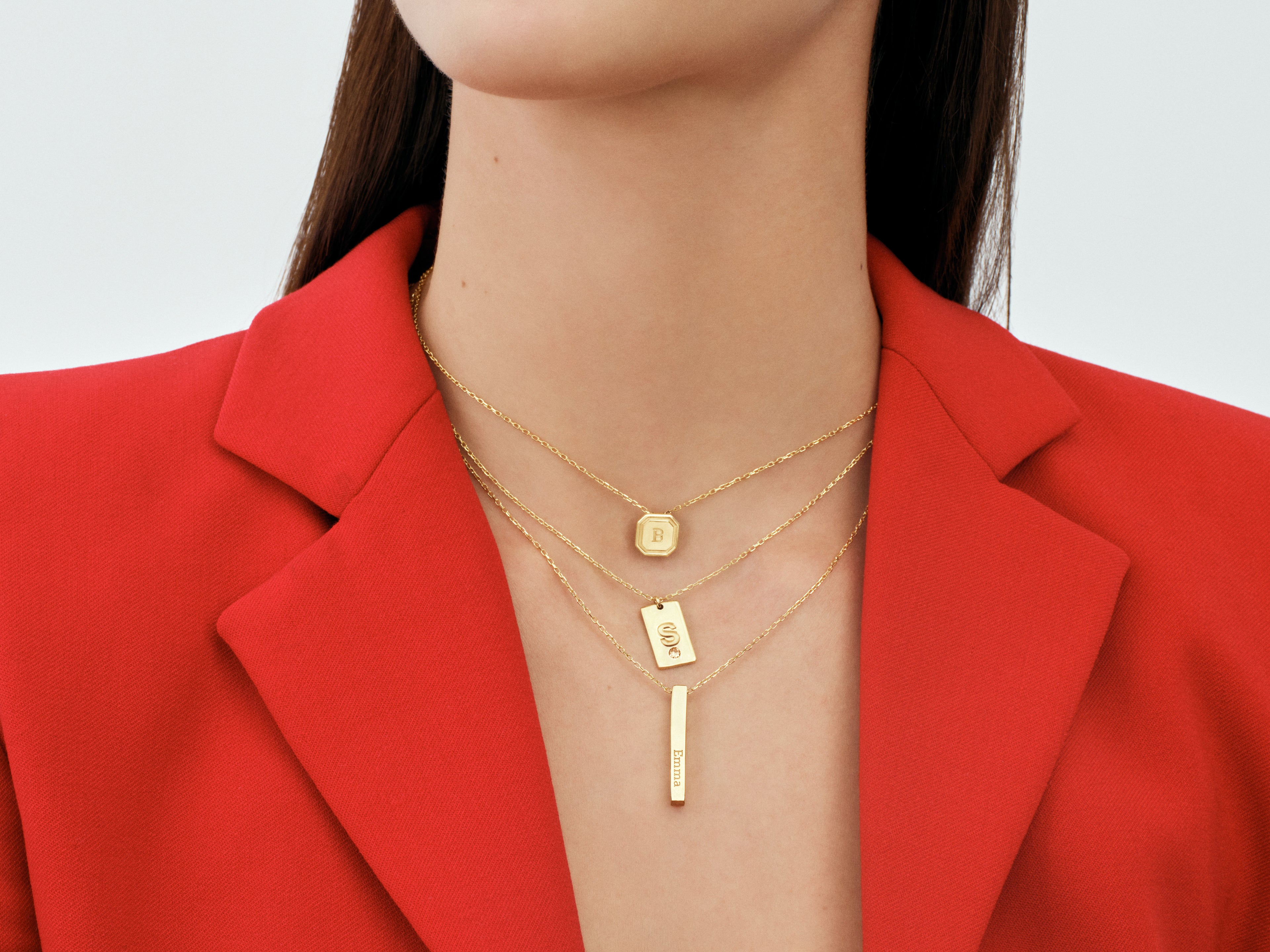 Birthstone Letter Tag Necklace